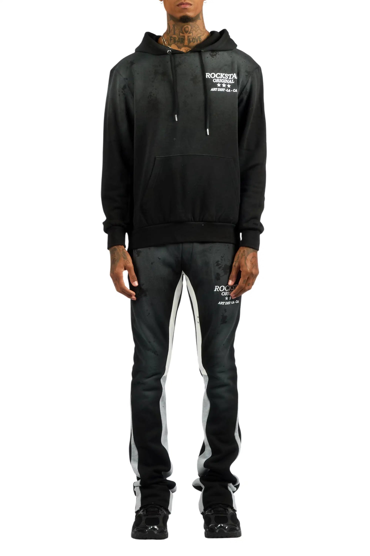 Damek Black/Grey Hoodie/Stacked Flare Track Set