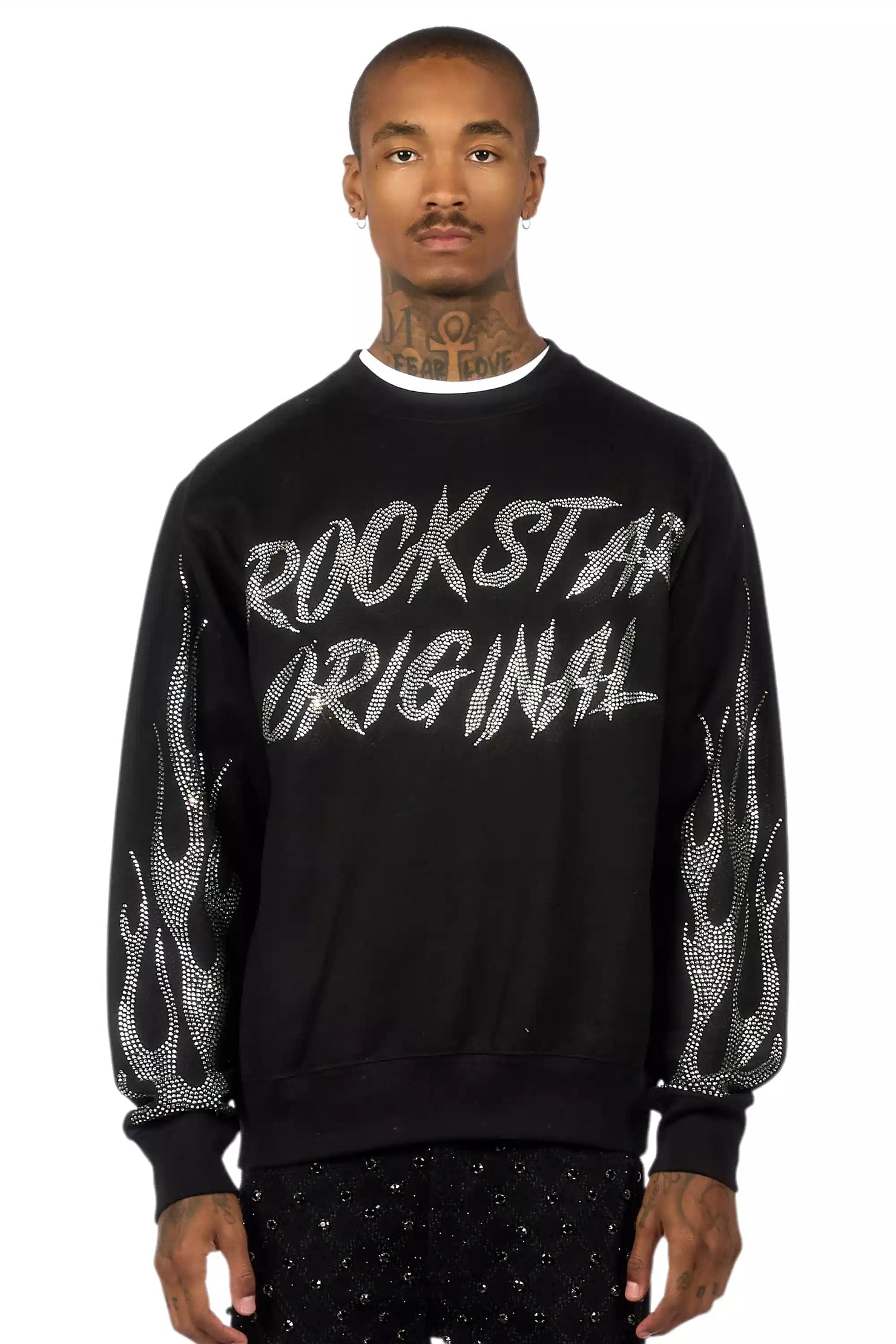 Raizo Black/Silver Rhinestone Crewneck Sweatshirt