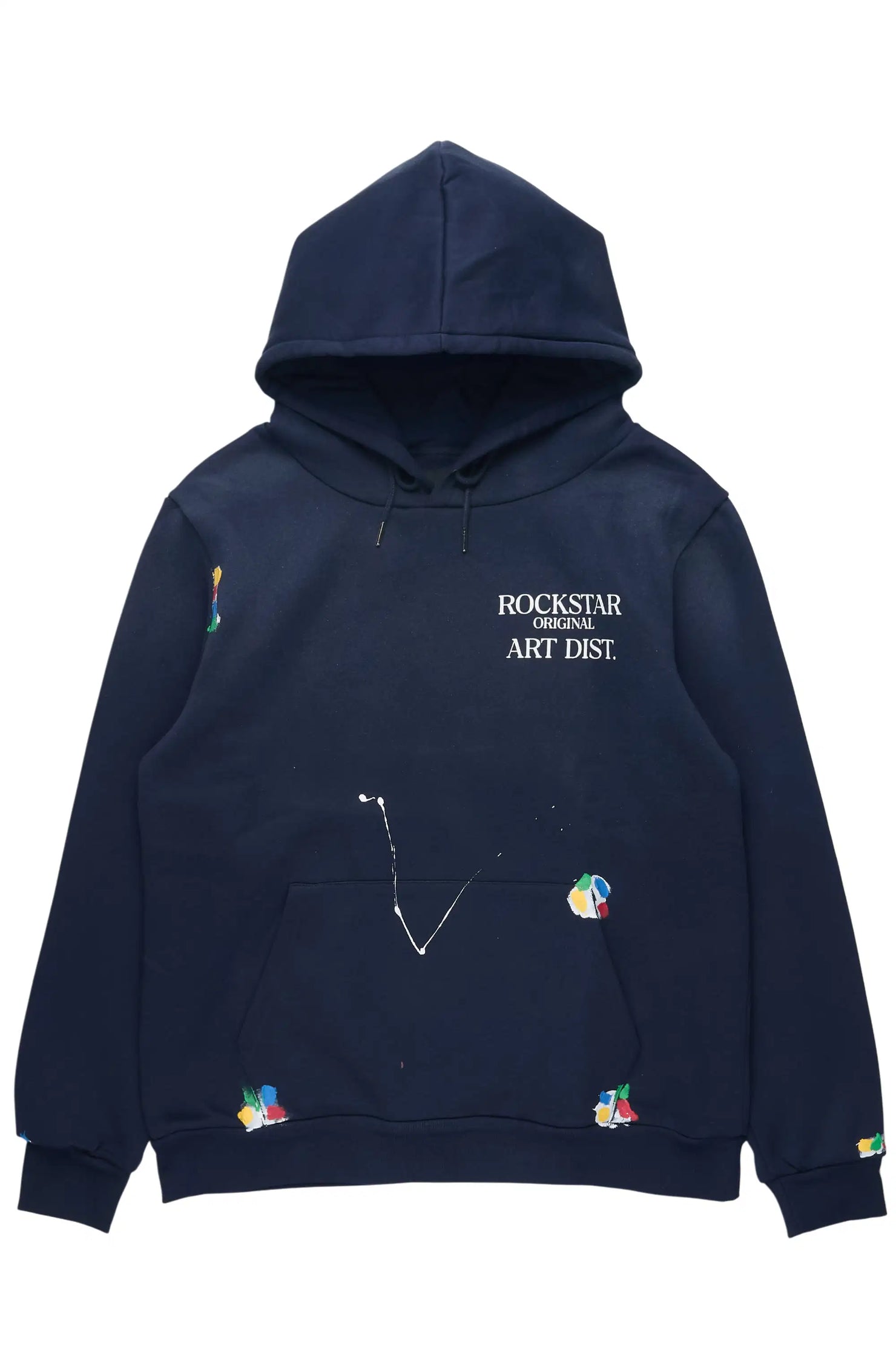 Rockstar Art Dist. Navy Graphic Relaxed Hoodie