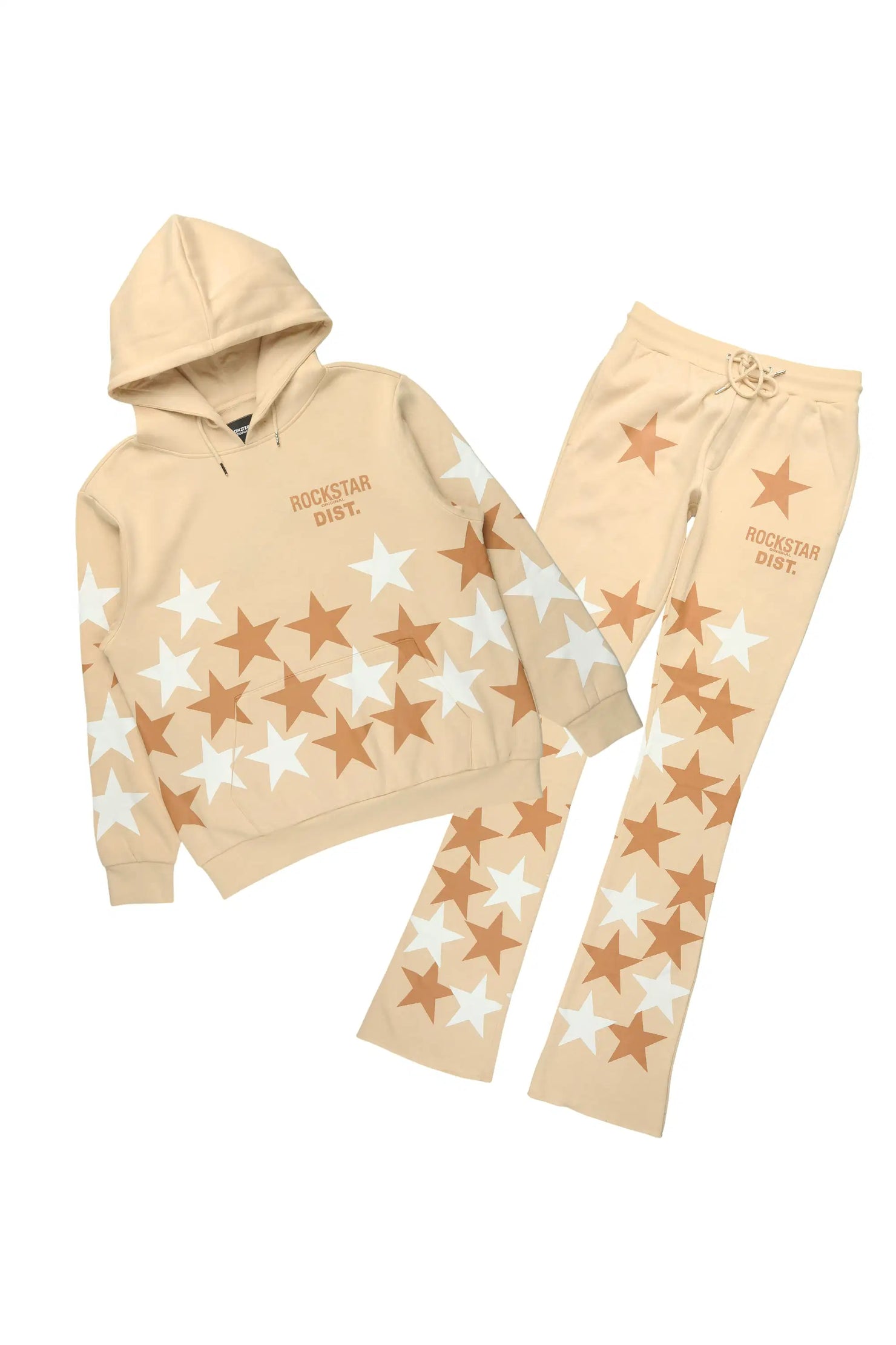 Starlane Beige Hoodie Stacked Flare Fit Track Set