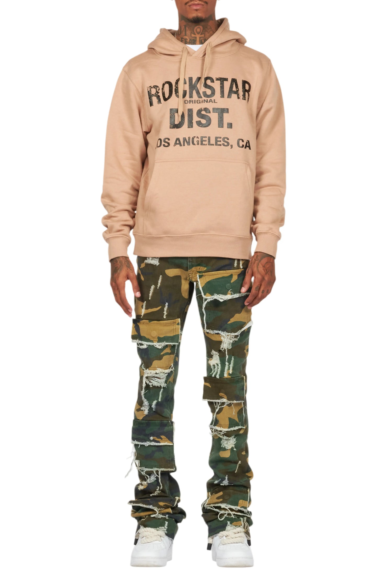 Lake Khaki Hoodie & Petrus Stacked Flare Jean Bundle