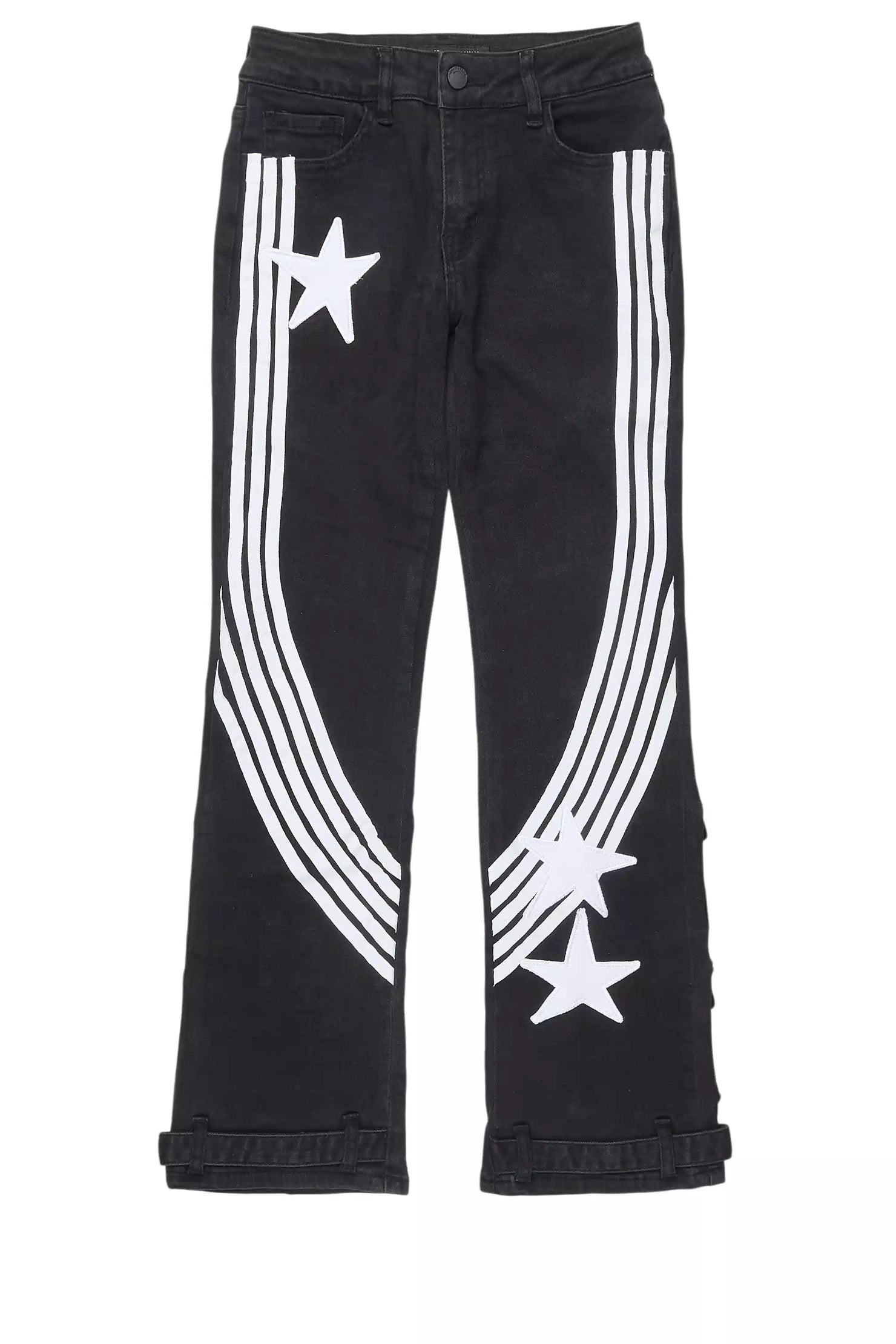 Girls Jaziya Black Stacked Jean