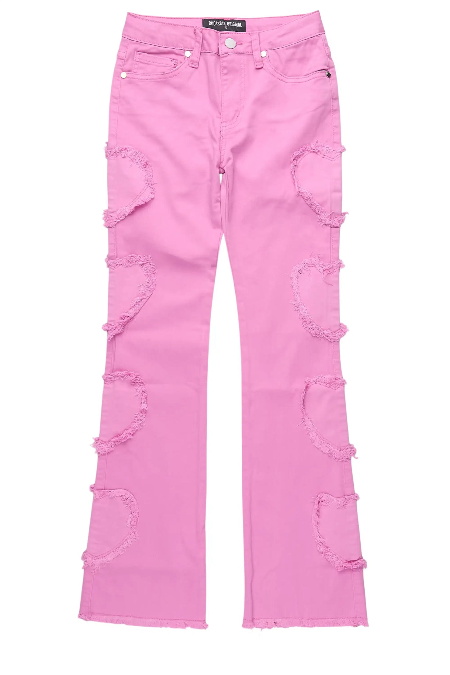 Girls Sinayah Heart Baby Pink Stacked Flare Jean