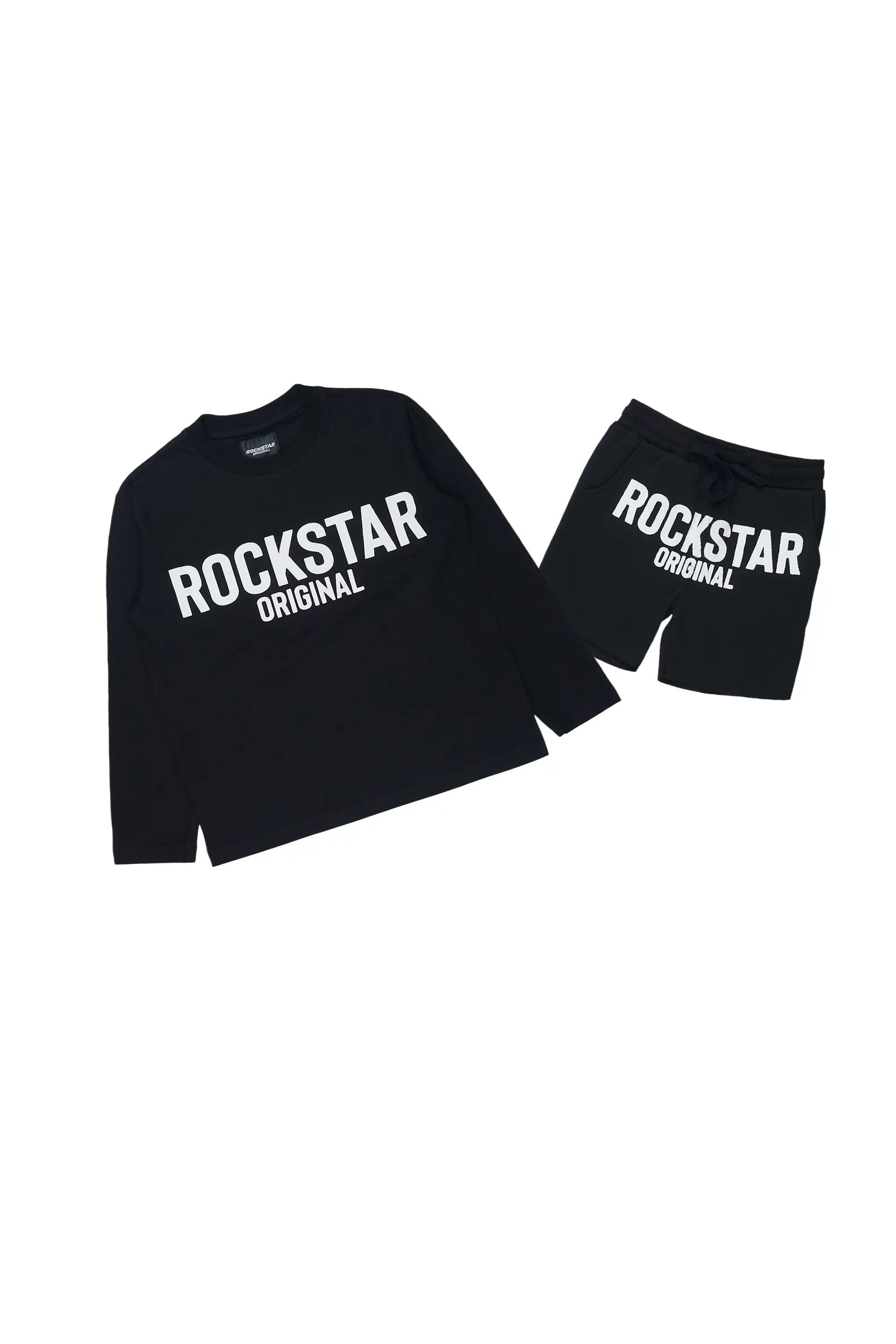 Girls Mikassa 2.0 Black/White L/S T-Shirt Short Set