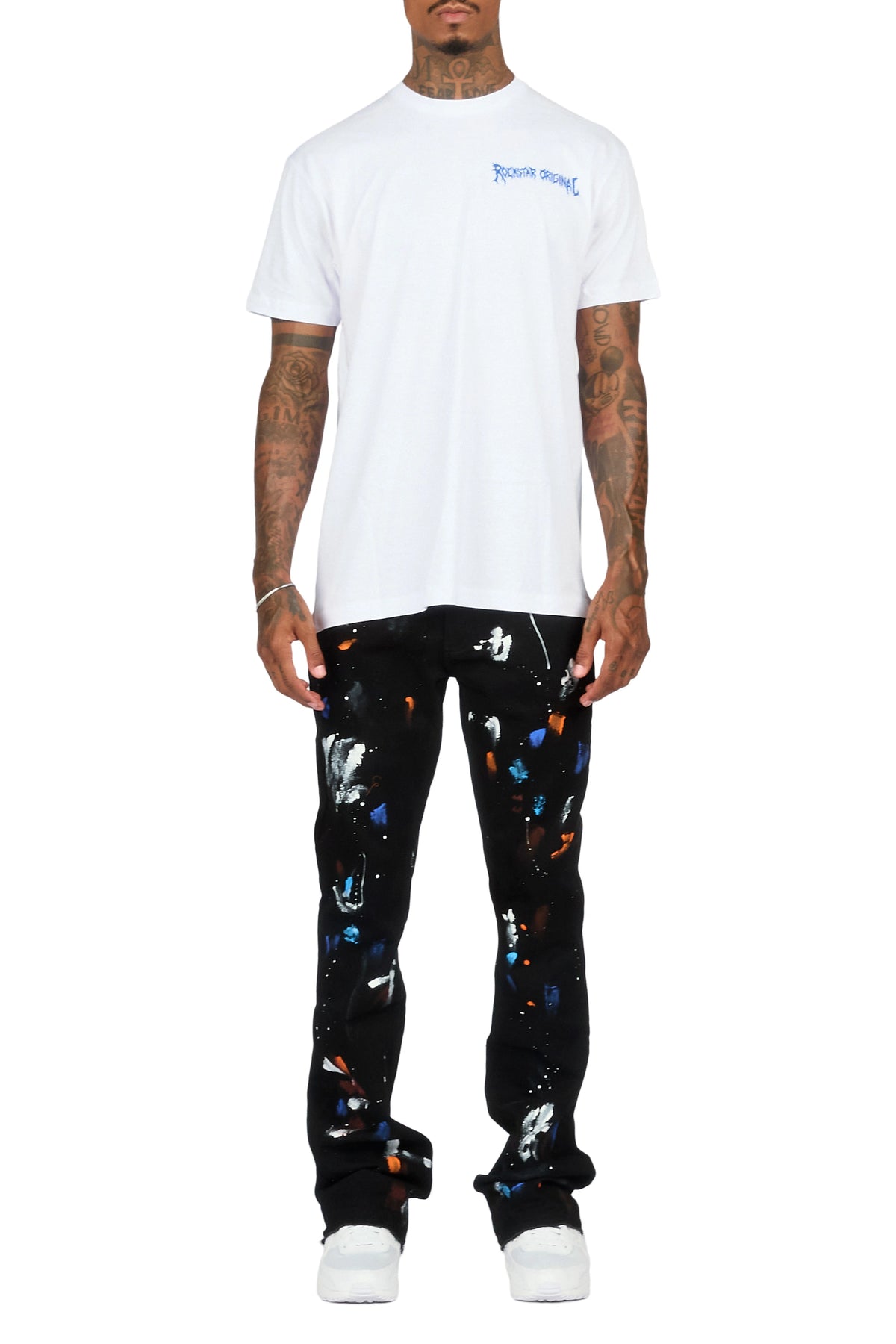 Canus Black Painter Stacked Flare Jean