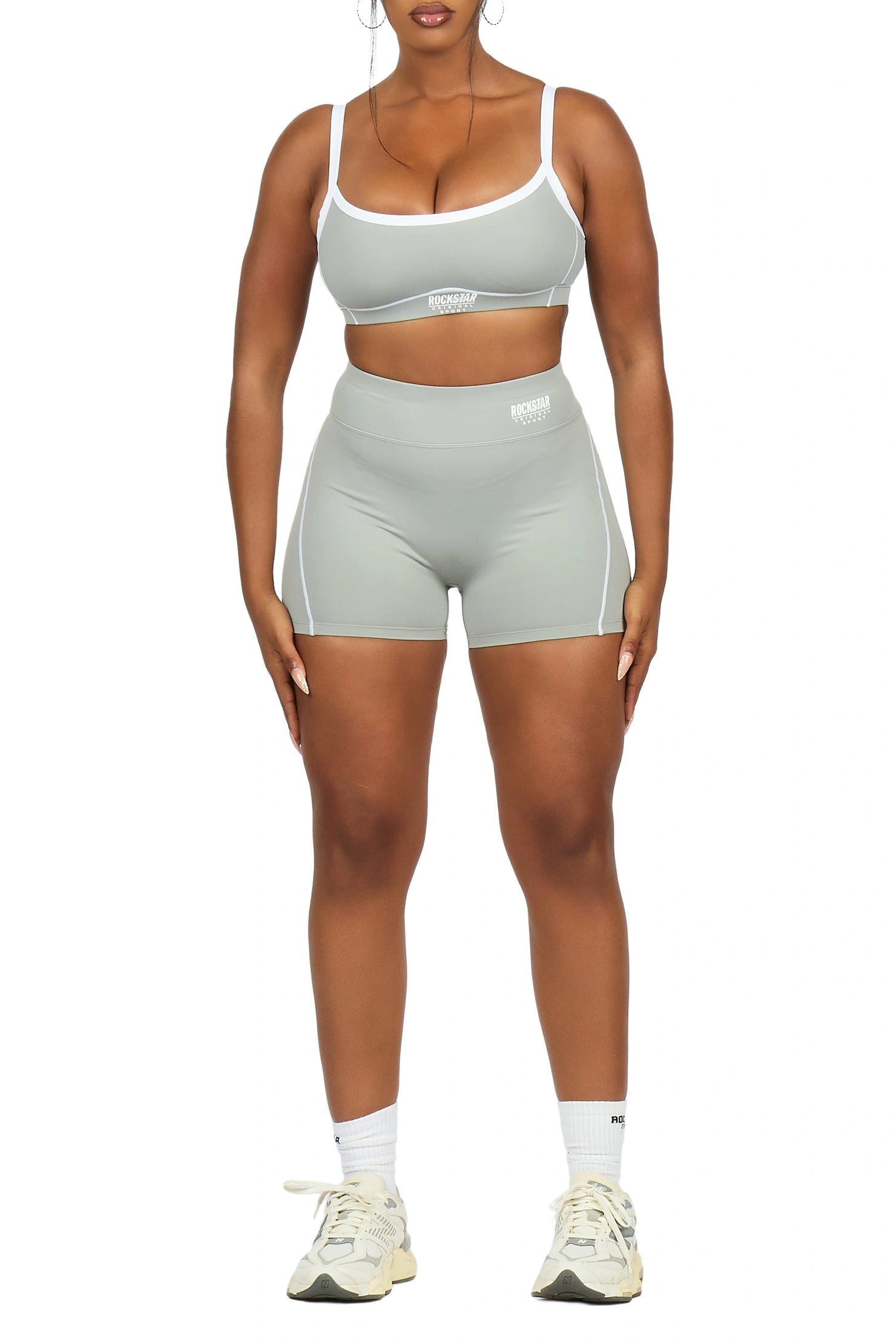 Afshana Grey Tank Active Bike Short Set