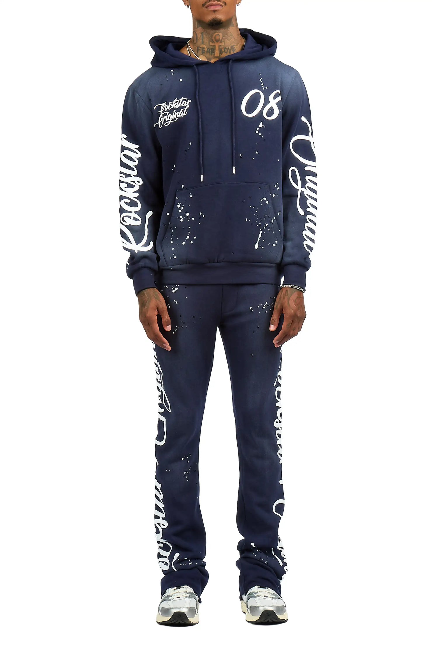 Hanif 3.0  Vintage Navy Hoodie/Stacked Pant Track Set