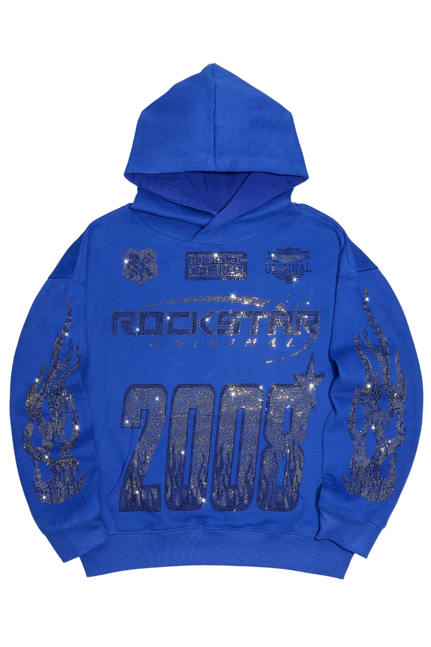 Amos Royal Rhinestone Oversized Hoodie