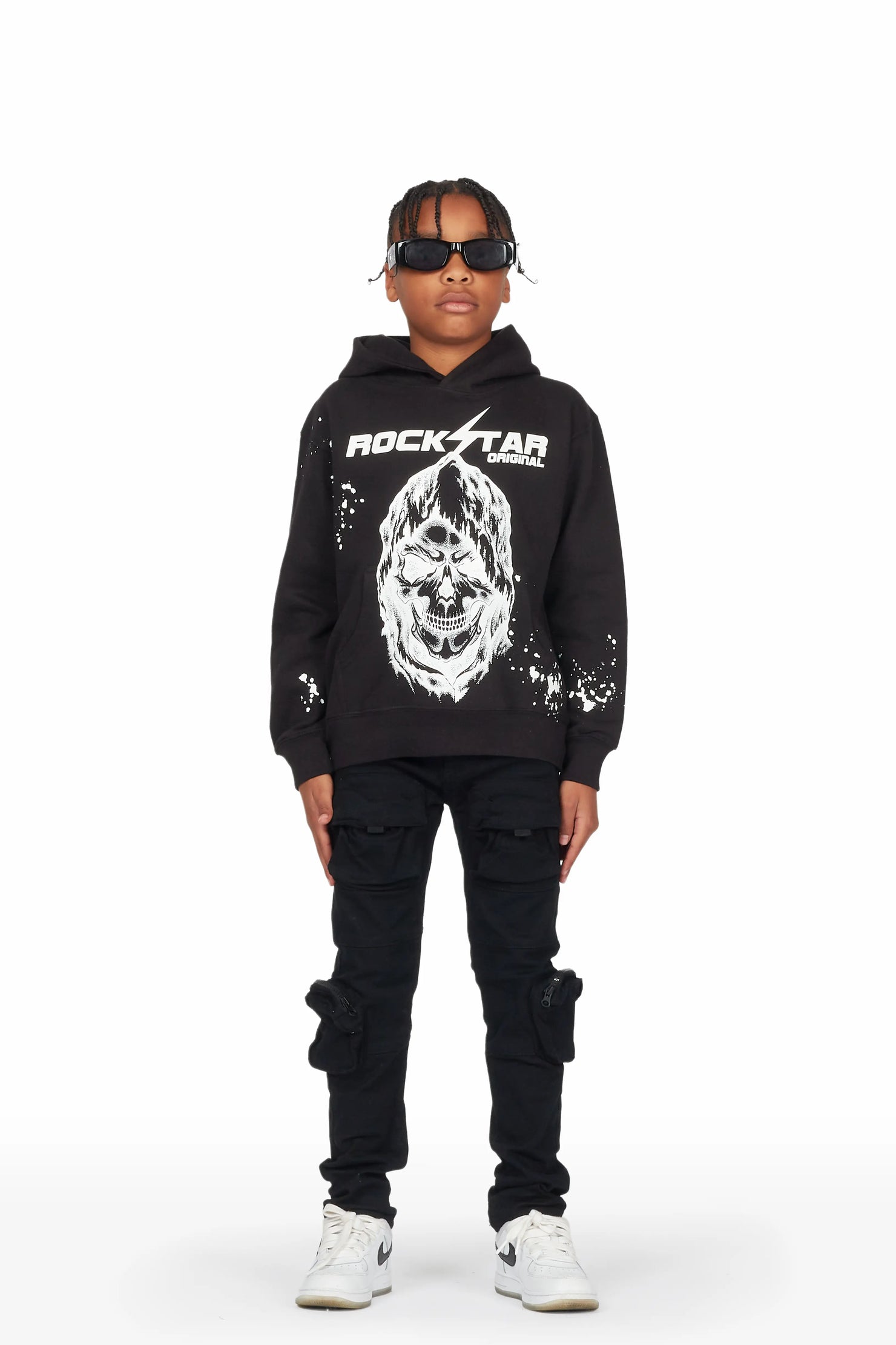 Boys Owen Black Cargo Jean Hoodie Set