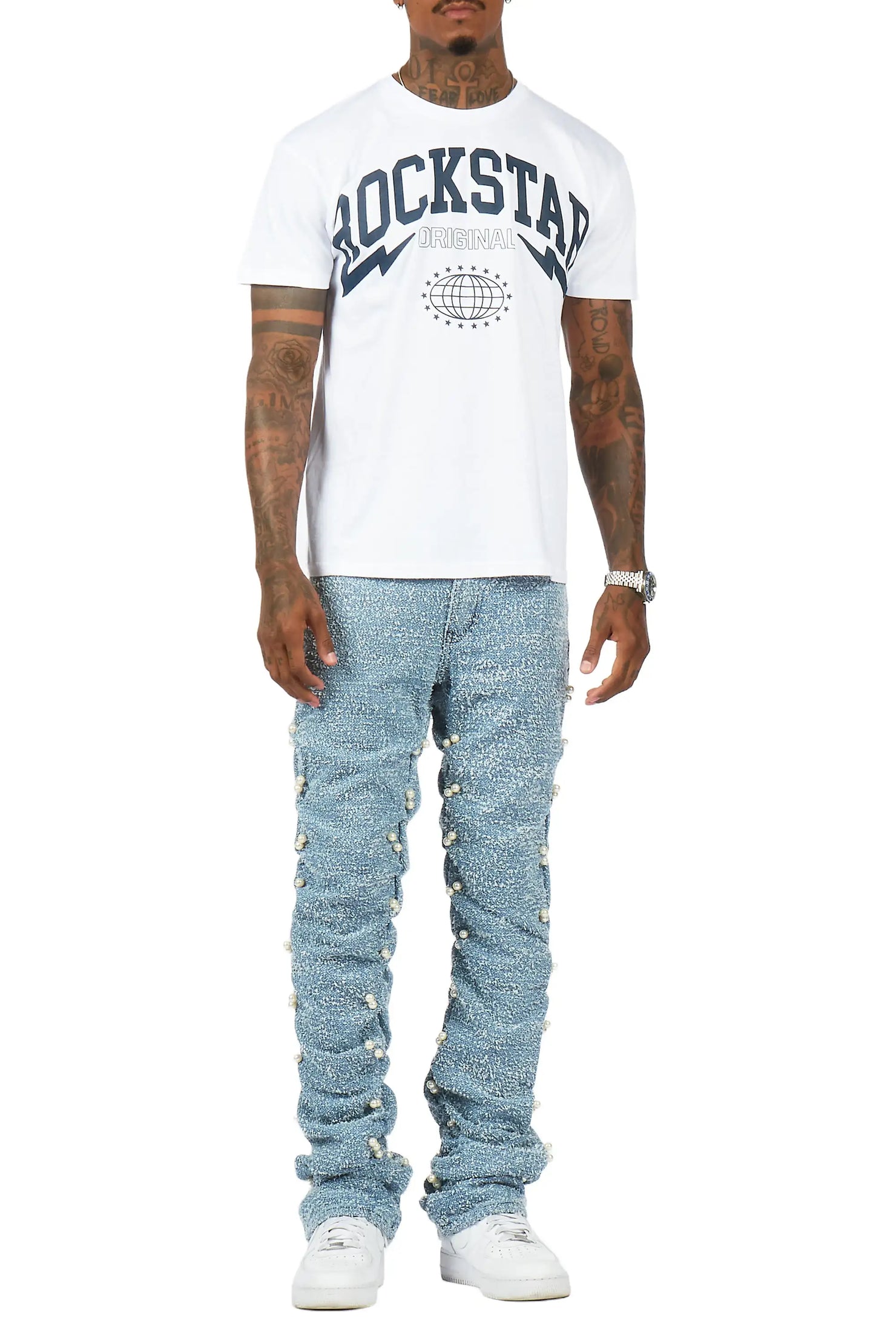 Shae Blue Pearl Stacked Fit Jean