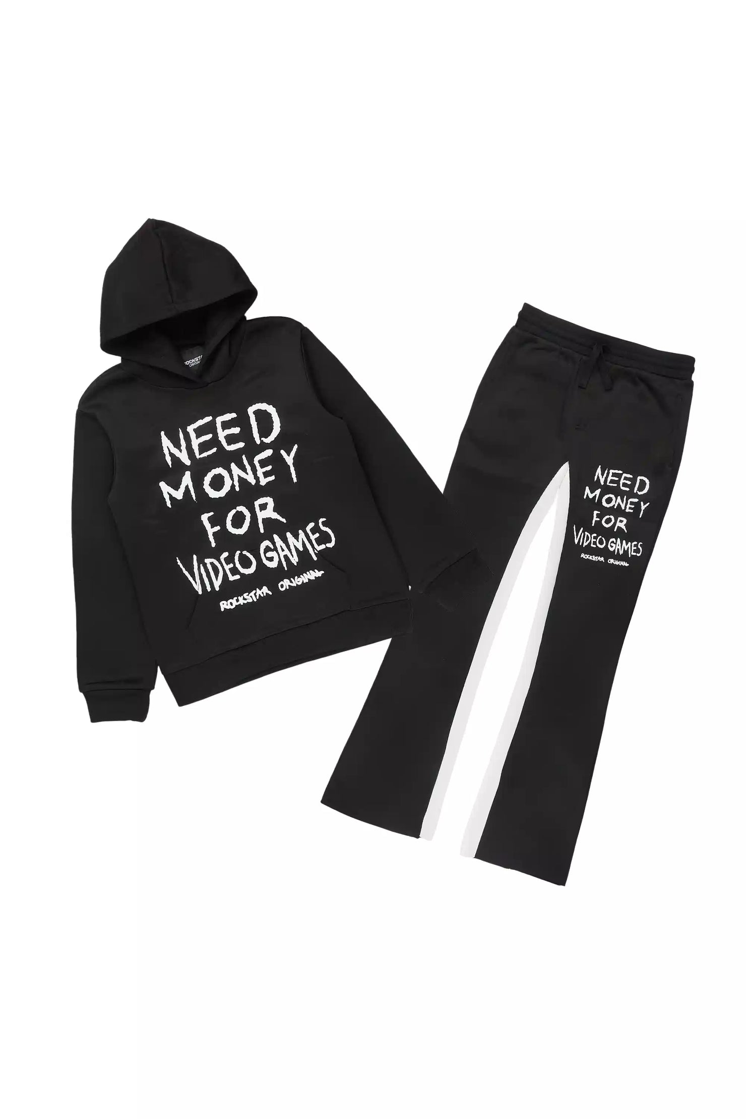 Boys M4 Video Games Black/White Hoodie Stacked Track Set