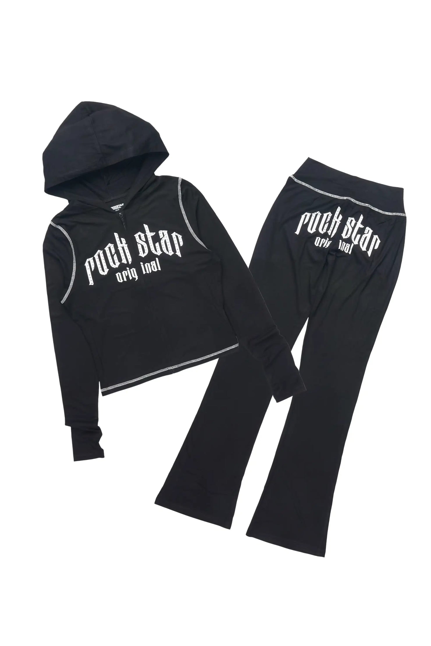 Zyriah Black Rhinestone Lounge Trackset