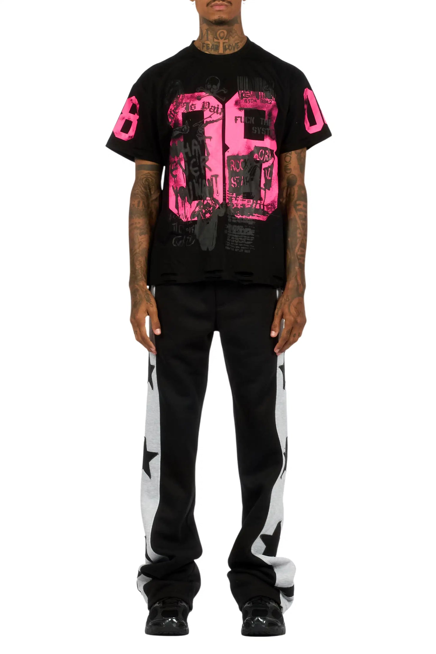 Geza Black Baggy Stacked Pant