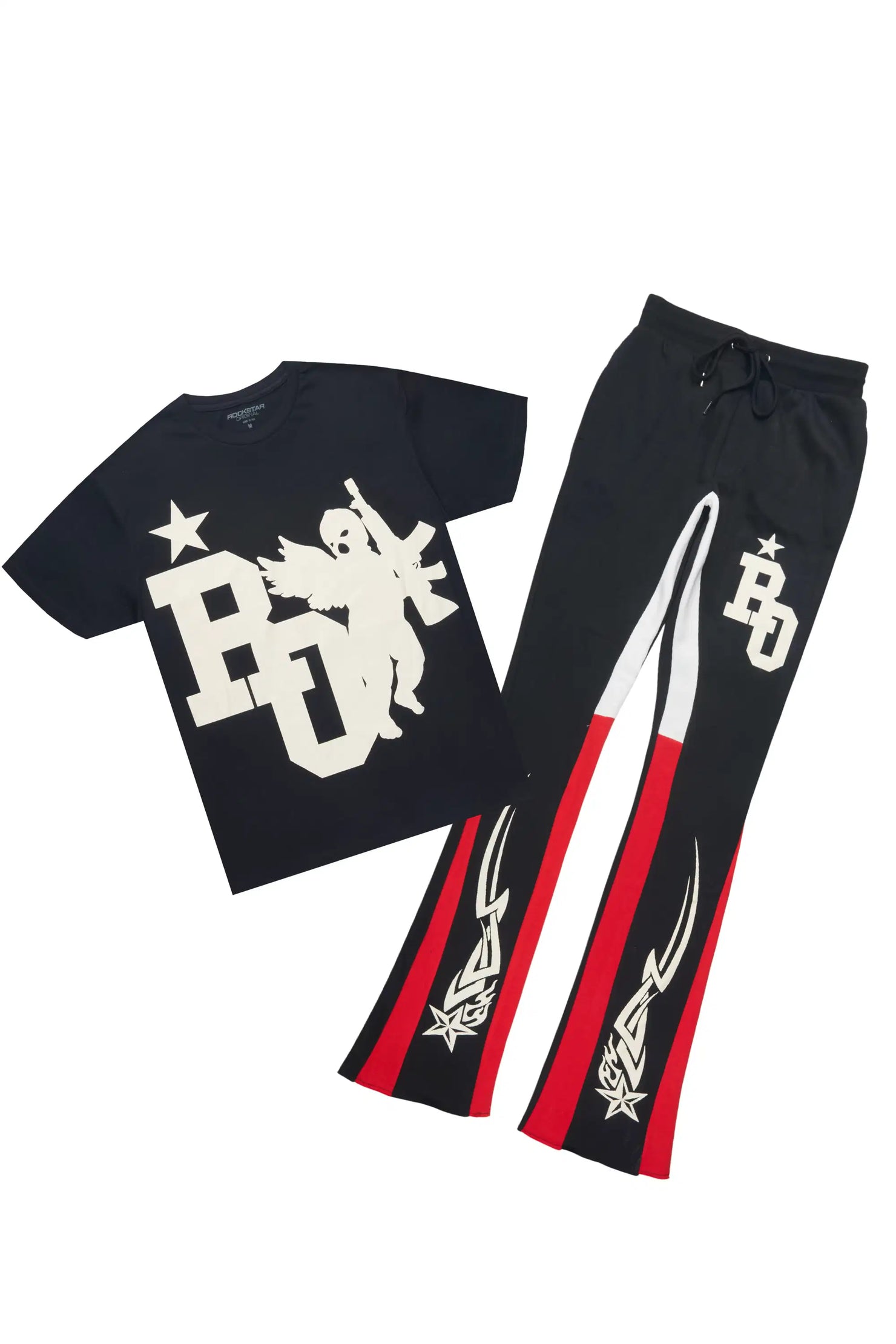 Pluton Black/Cream T-Shirt/Relaxed Track Set