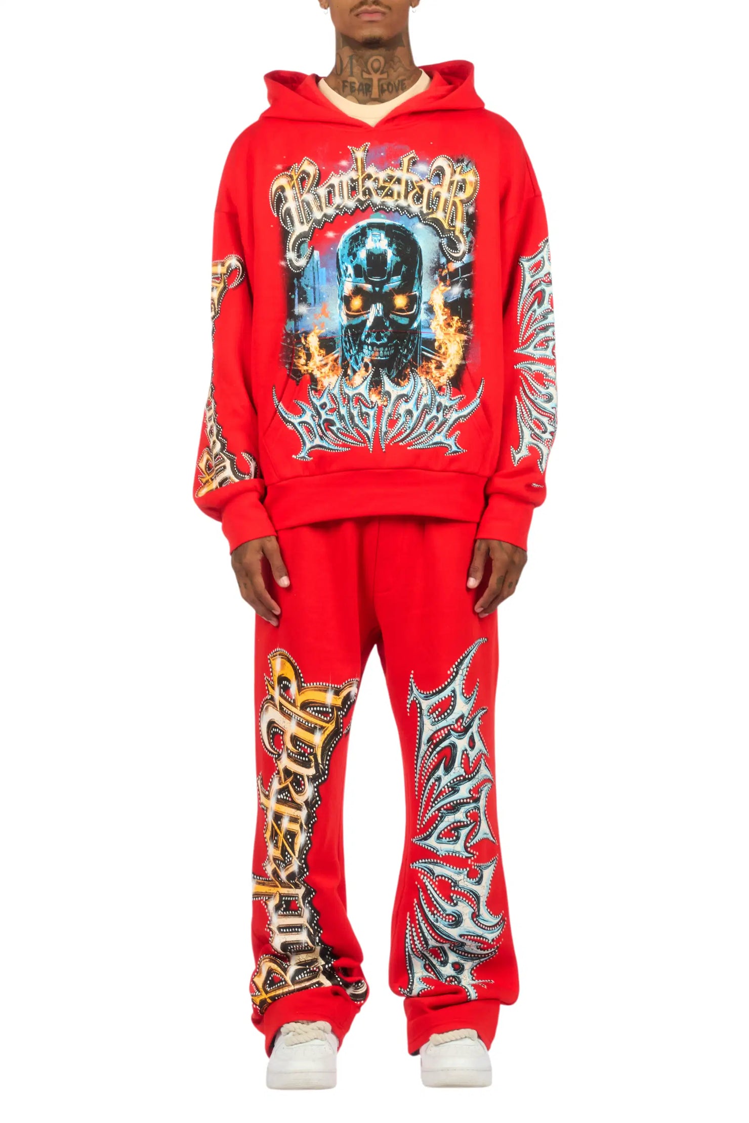 Mesin Red Hoodie/Baggy Pant Track Set