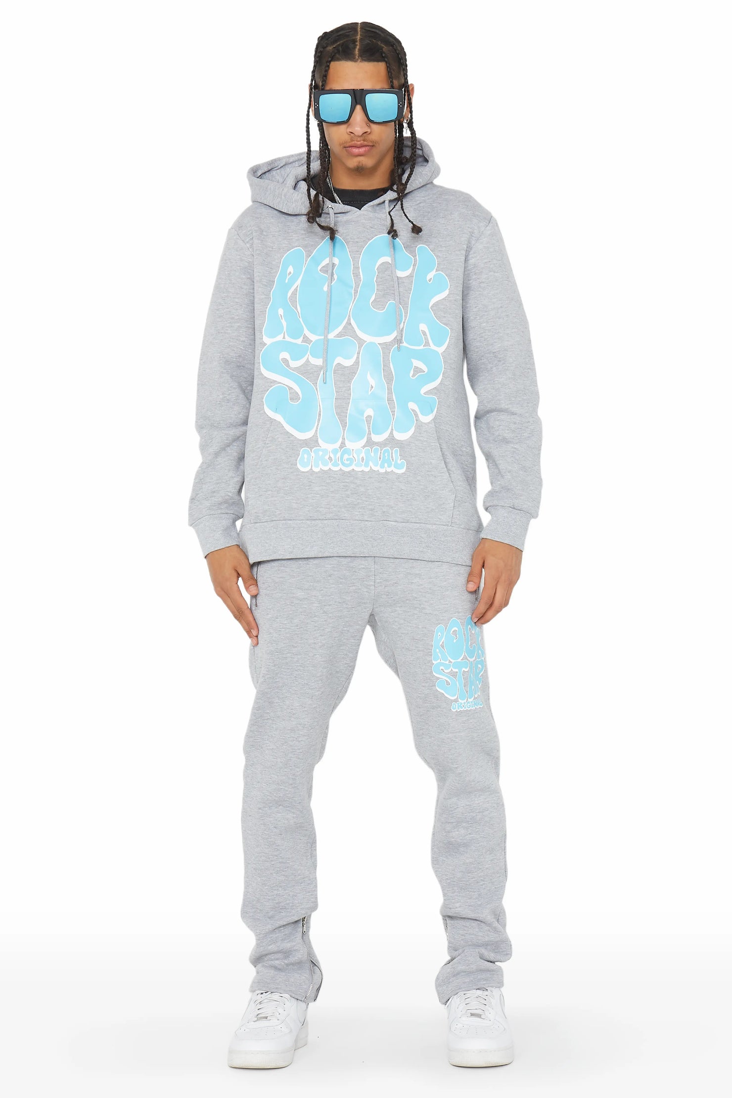 Warblen Grey/Blue Slim Fit Track Set