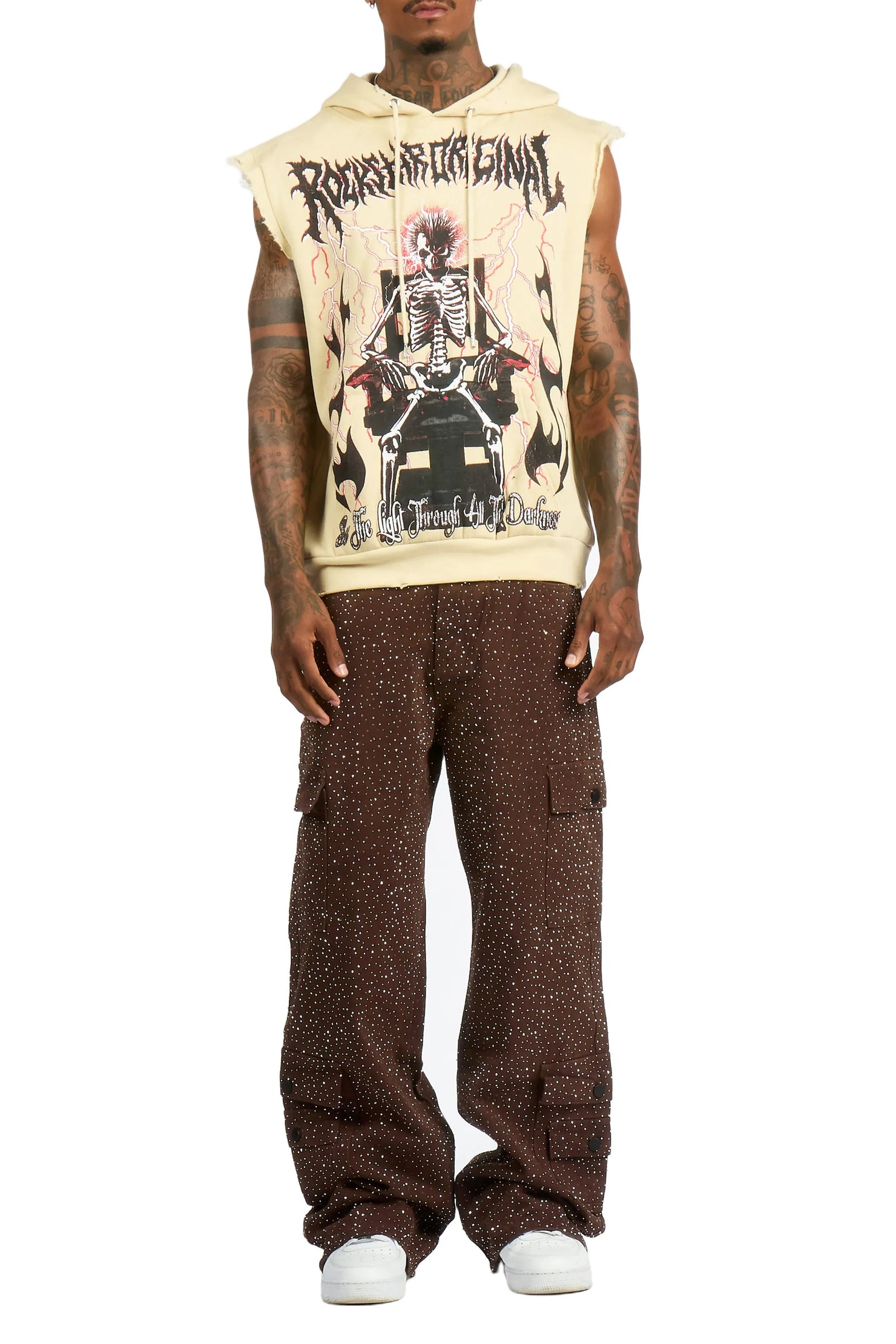 Aeson Brown Rhinestone Baggy Fit Jean