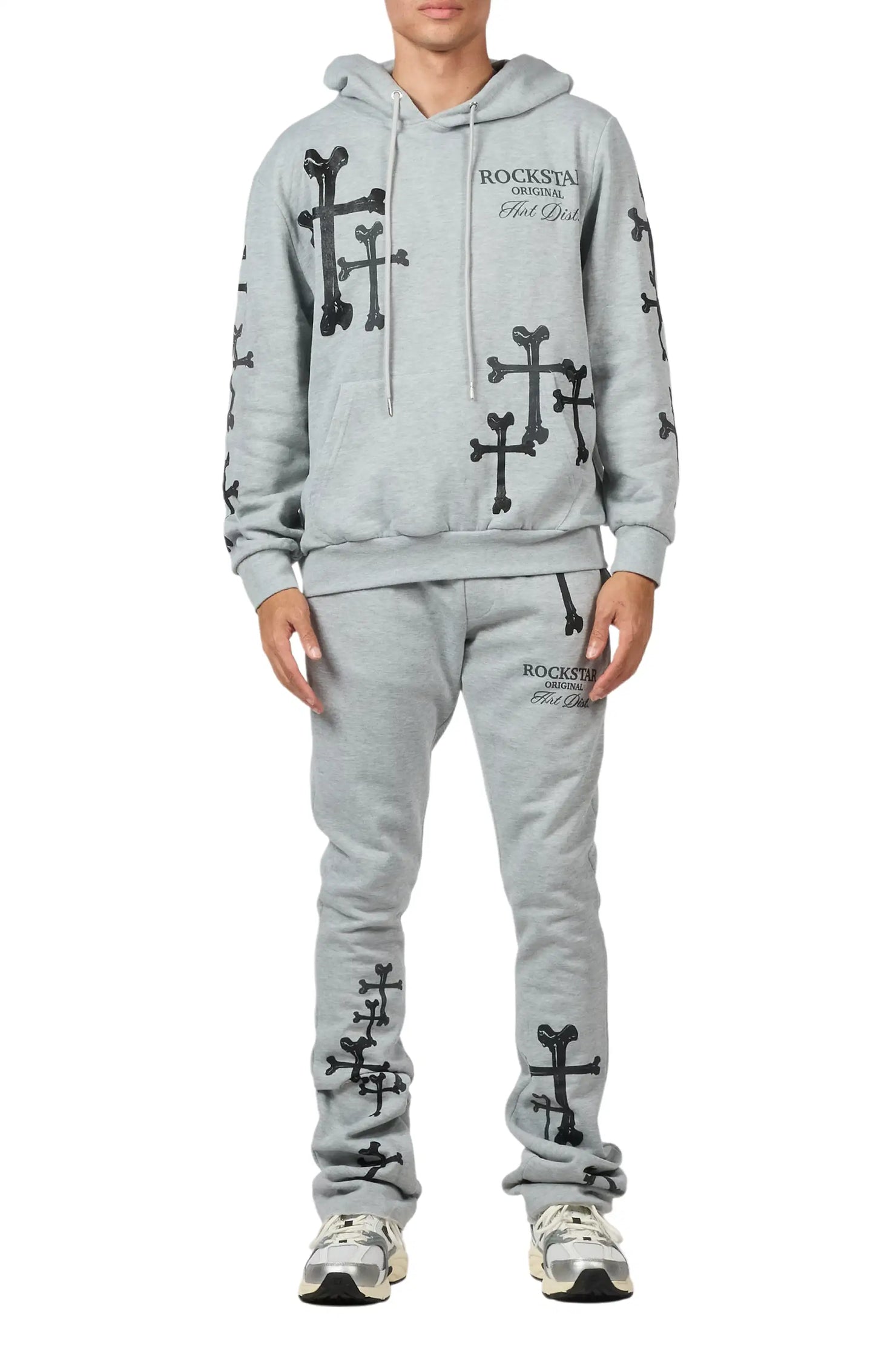 Olivier 2.0 Heather Grey Hoodie/Stacked Flare Track Set