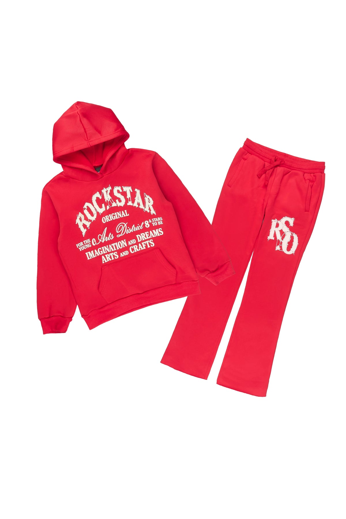 Boys Coolie Red/Cream Stacked Hoodie Track Set
