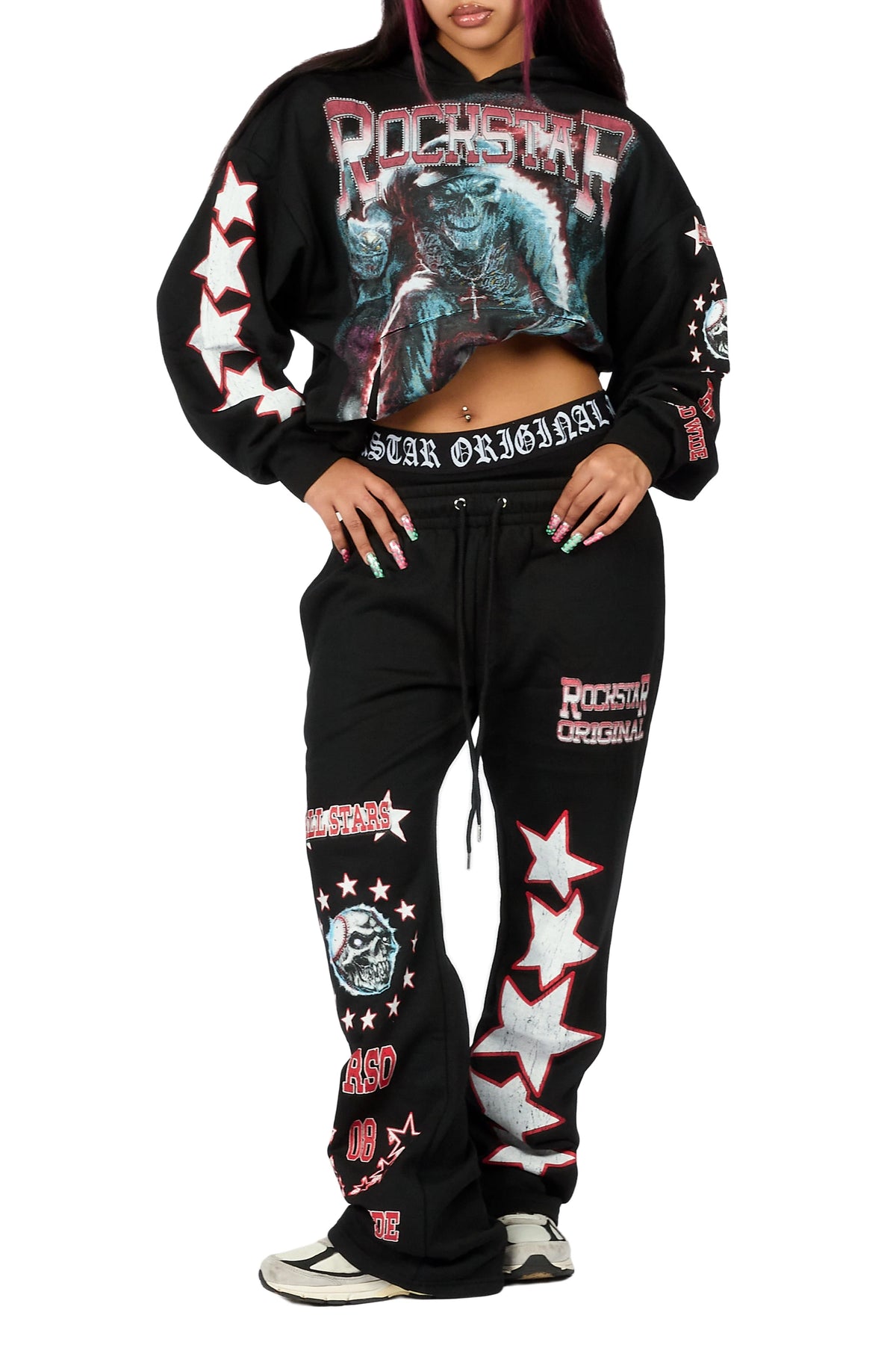 Jaiyana Black Graphic Baggy Fit Track Set