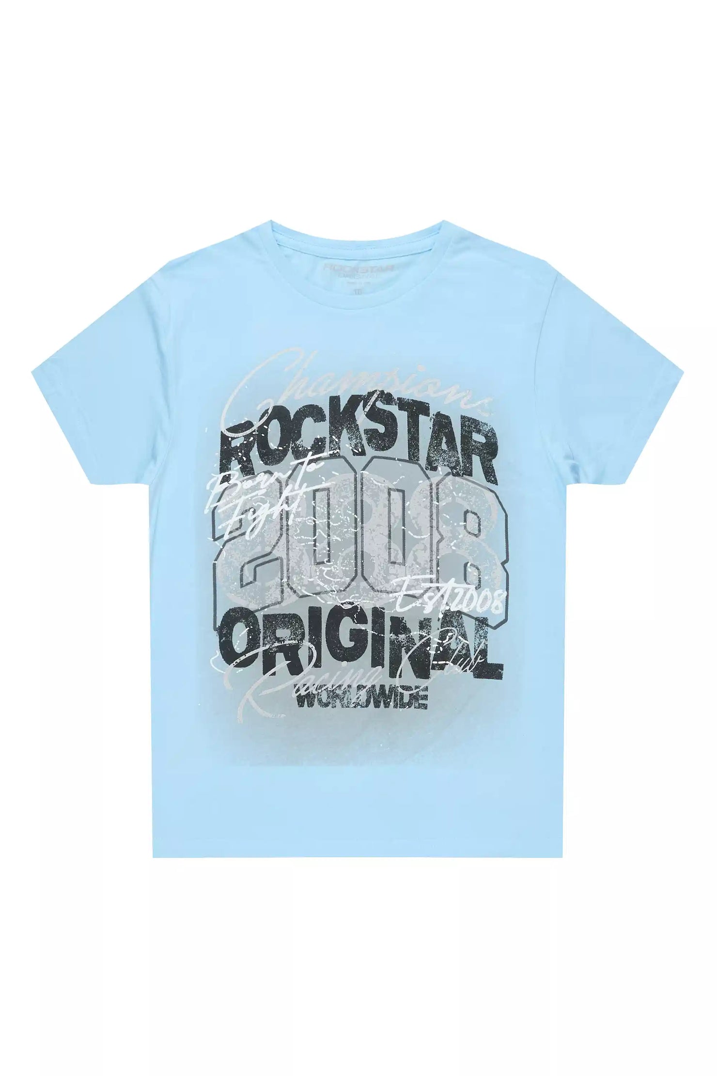 Boys Kairen Sky Blue/Black Graphic T-Shirt