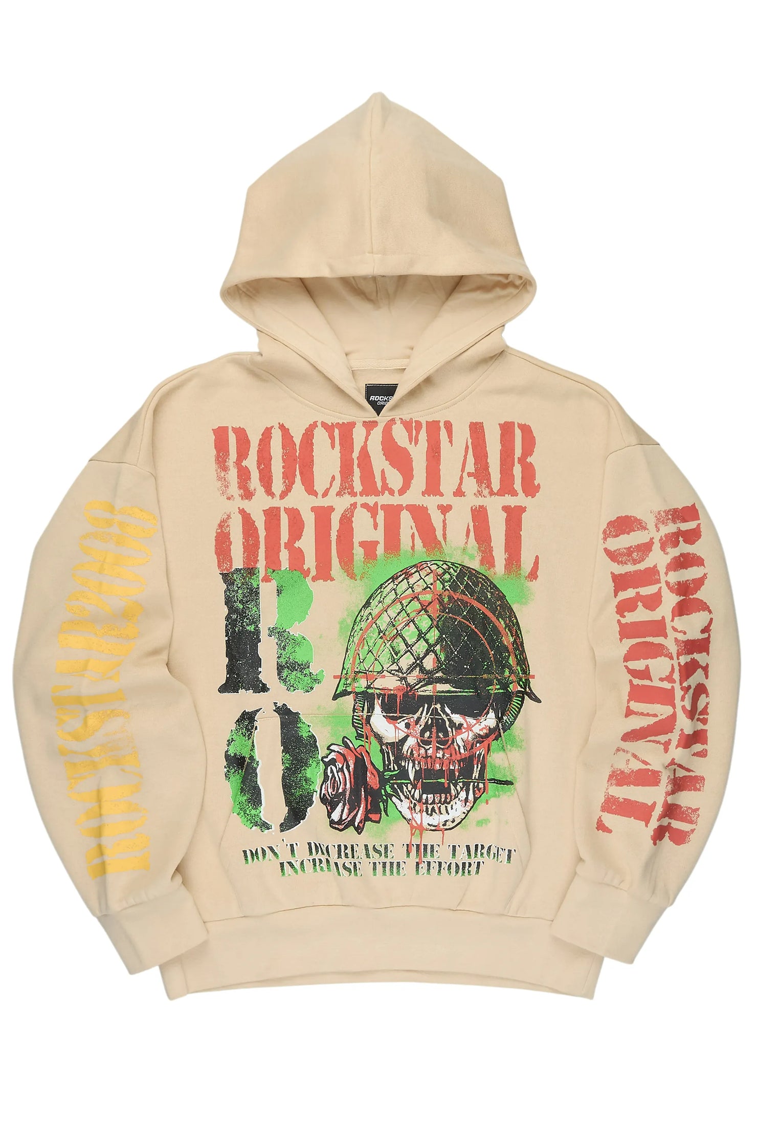 Kilshot Romance Beige Distressed Graphic Hoodie
