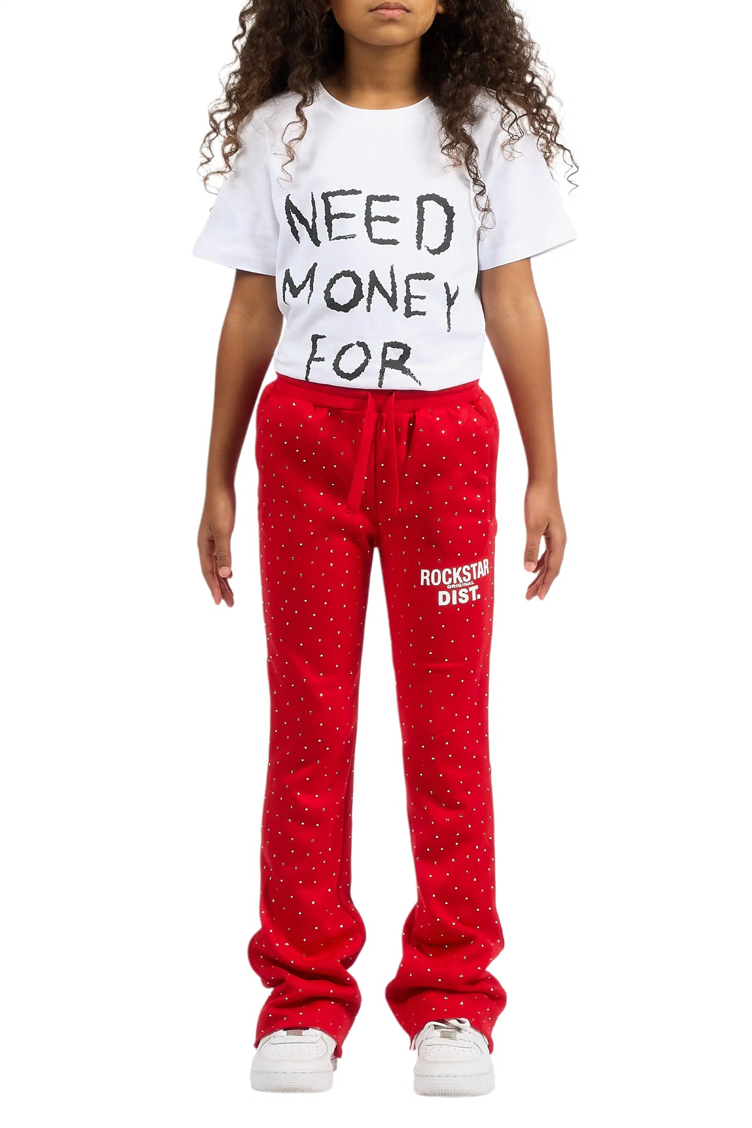 Girls Juliana Rhinestone Red Track Pant
