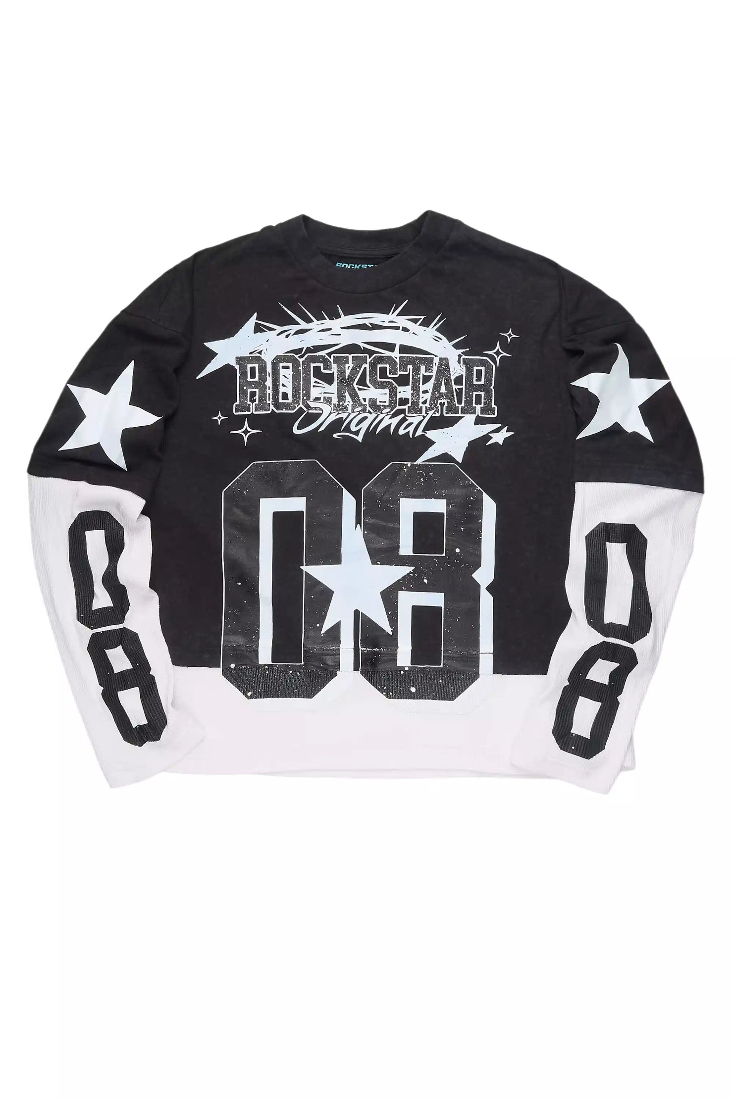 Allstar Vintage Black/White Boxy Crop Double Layer Tee