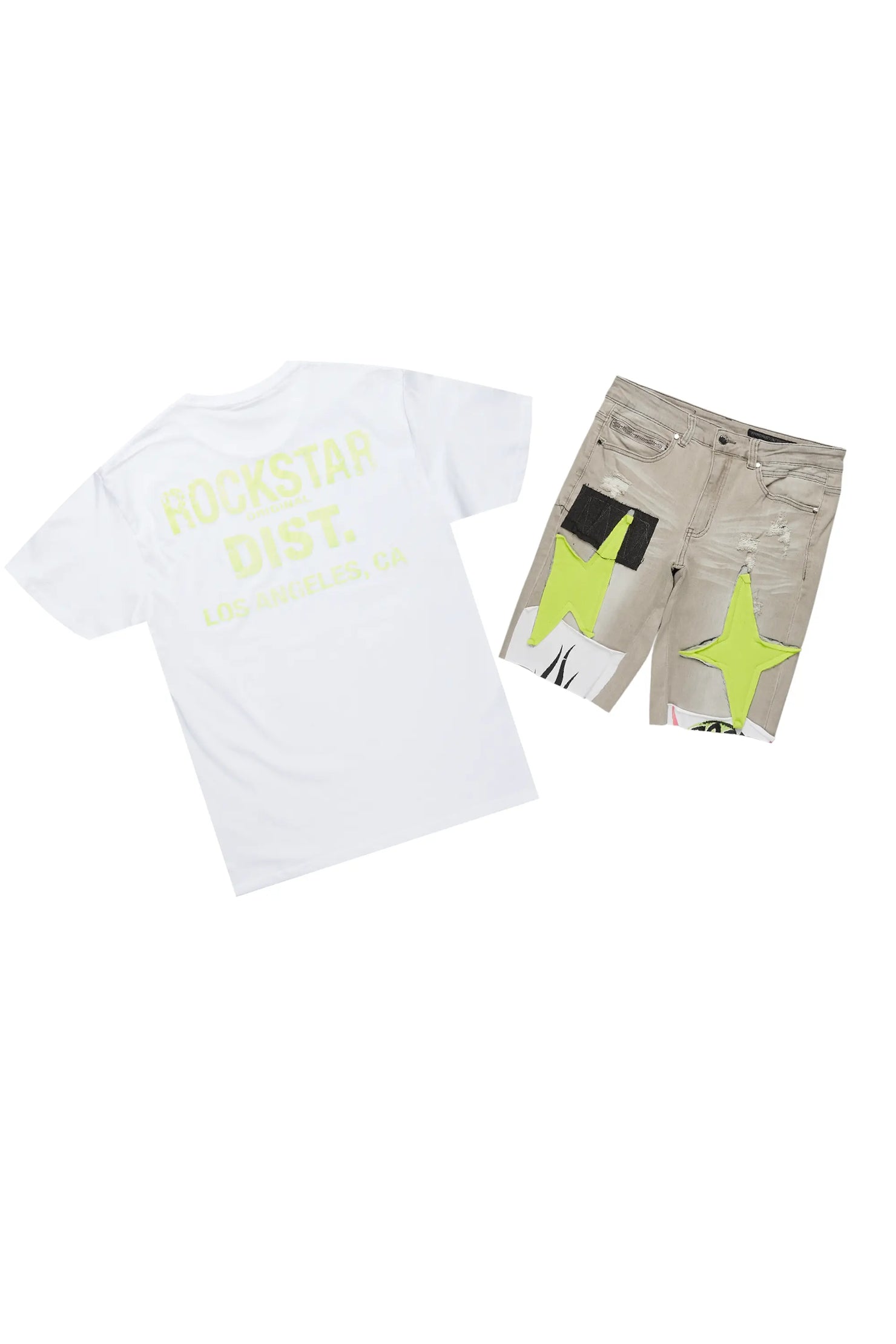 Butch White/Green T-Shirt/Denim Short Set