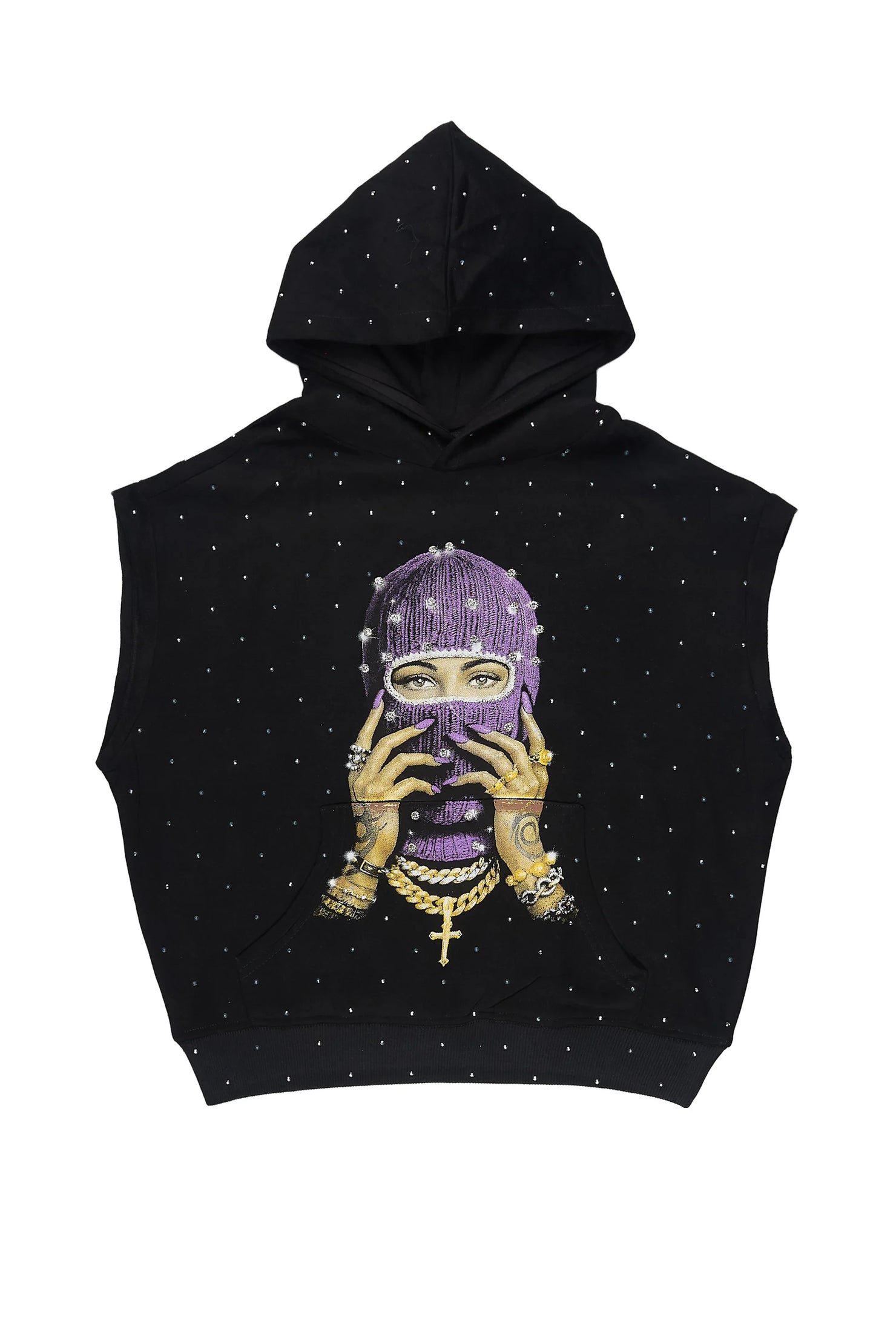 Girls Jayla Black Cut Sleeve Hoodie