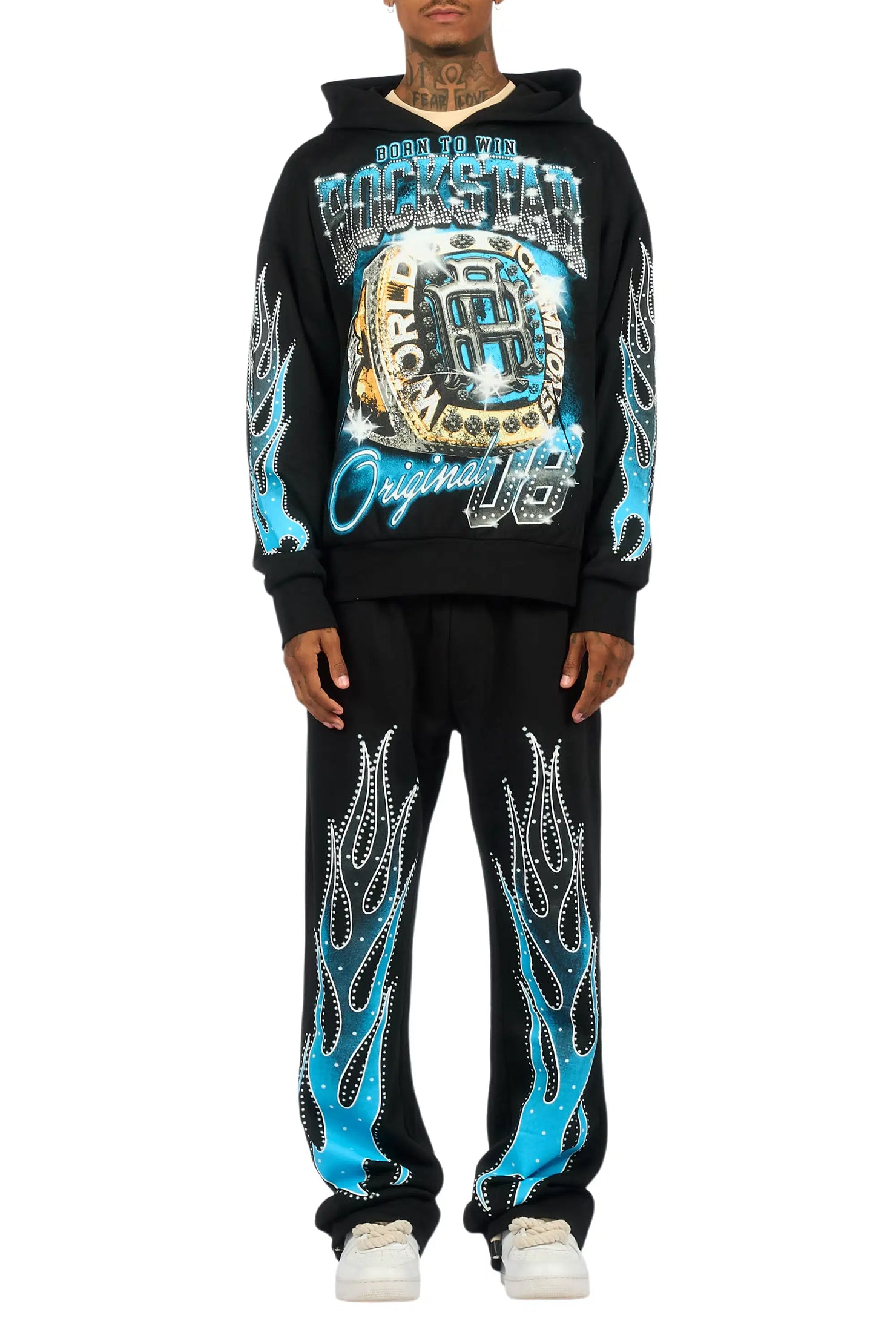 Glans Black Hoodie/Baggy Pant Track Set