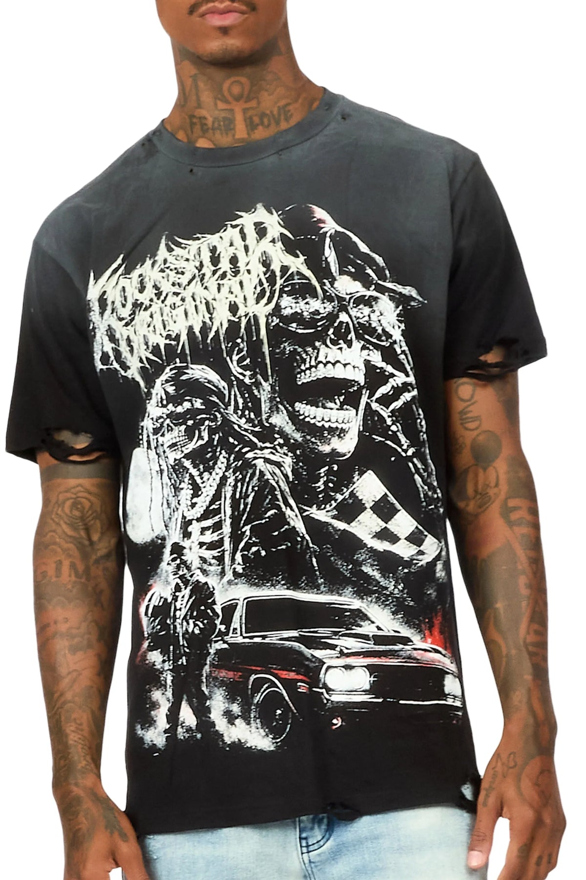 Corvin Black Oversized Graphic T-Shirt