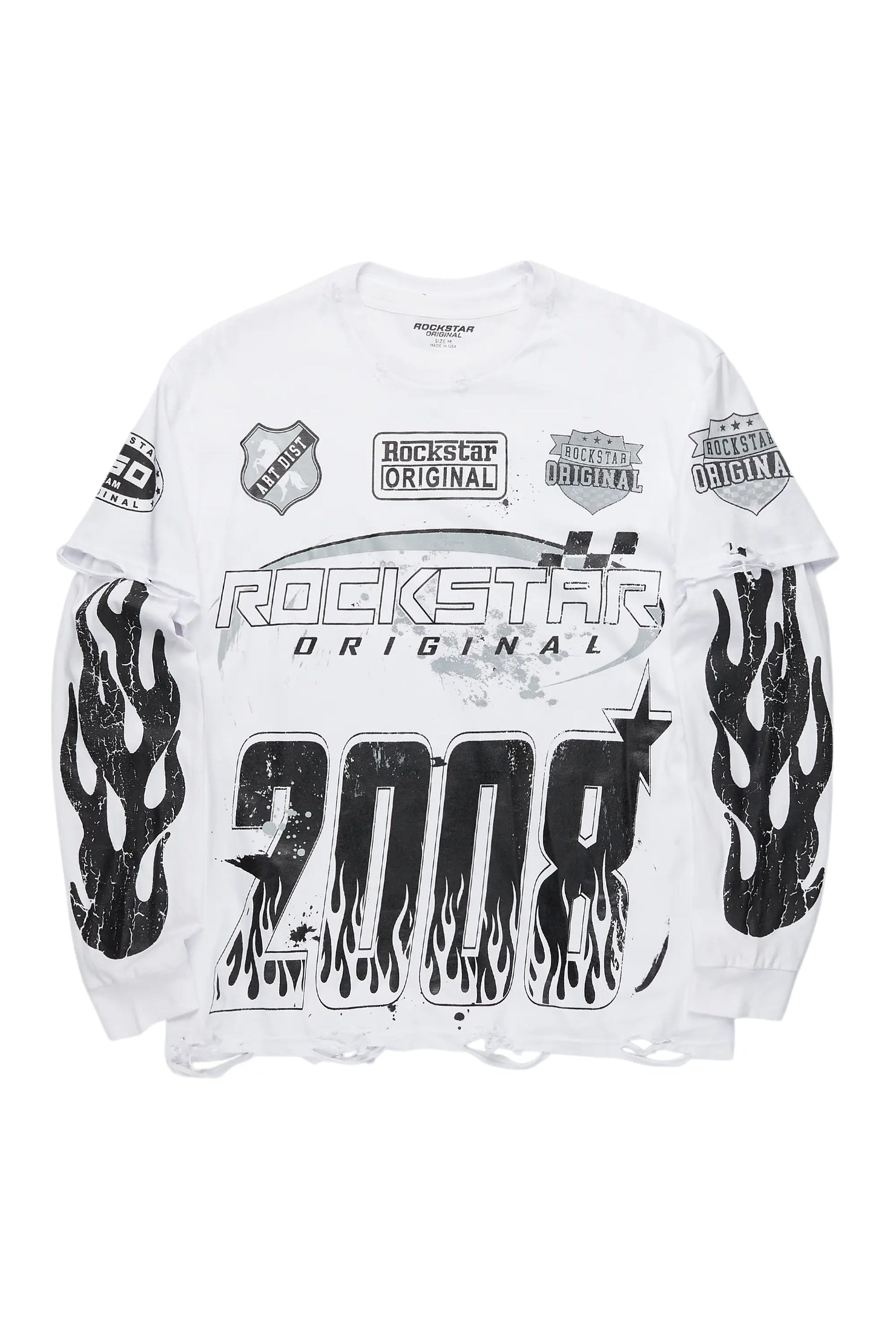 Esha White Double Layer Graphic T-Shirt