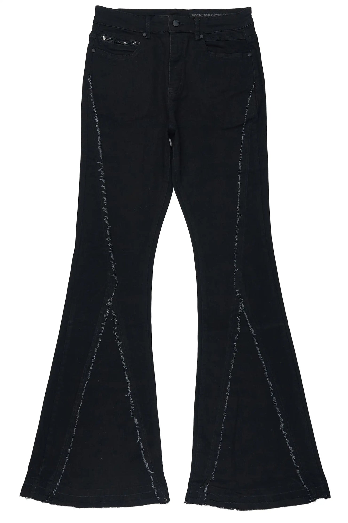Vane Black Stacked Super Flare Jean
