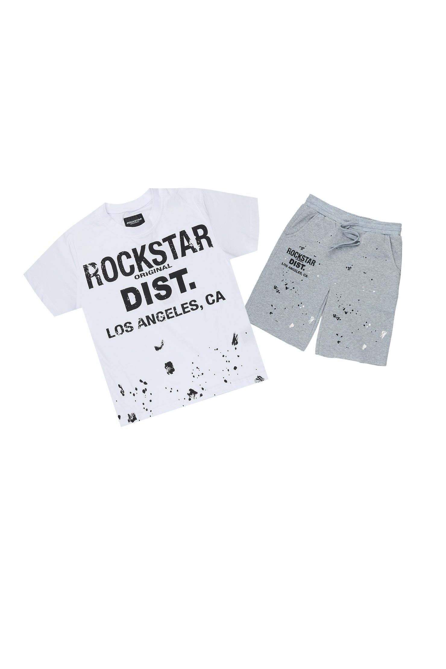Boys Scottie White/Heather Grey Short Set