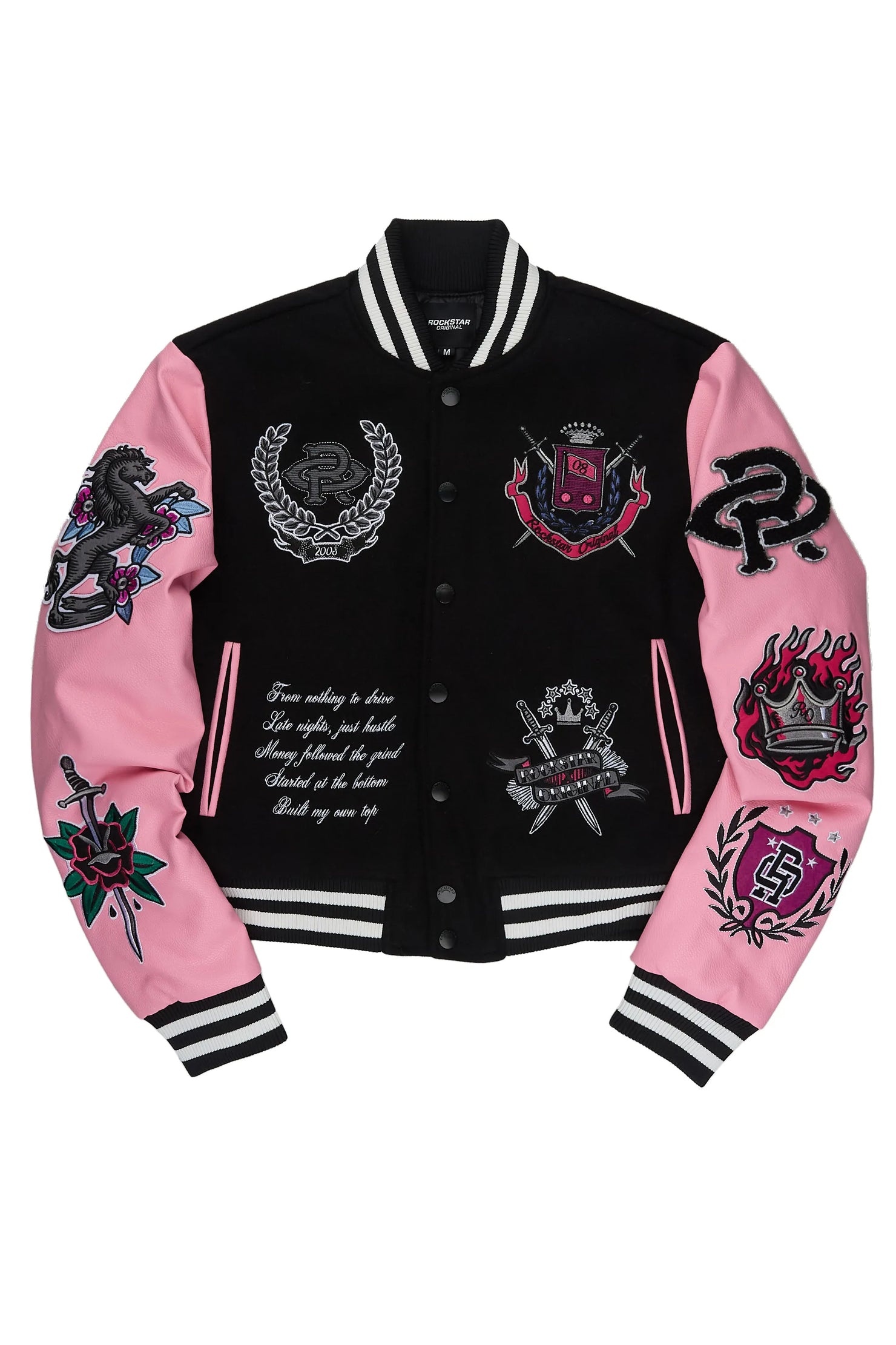 Althene Black/Pink Oversized Varsity Jacket