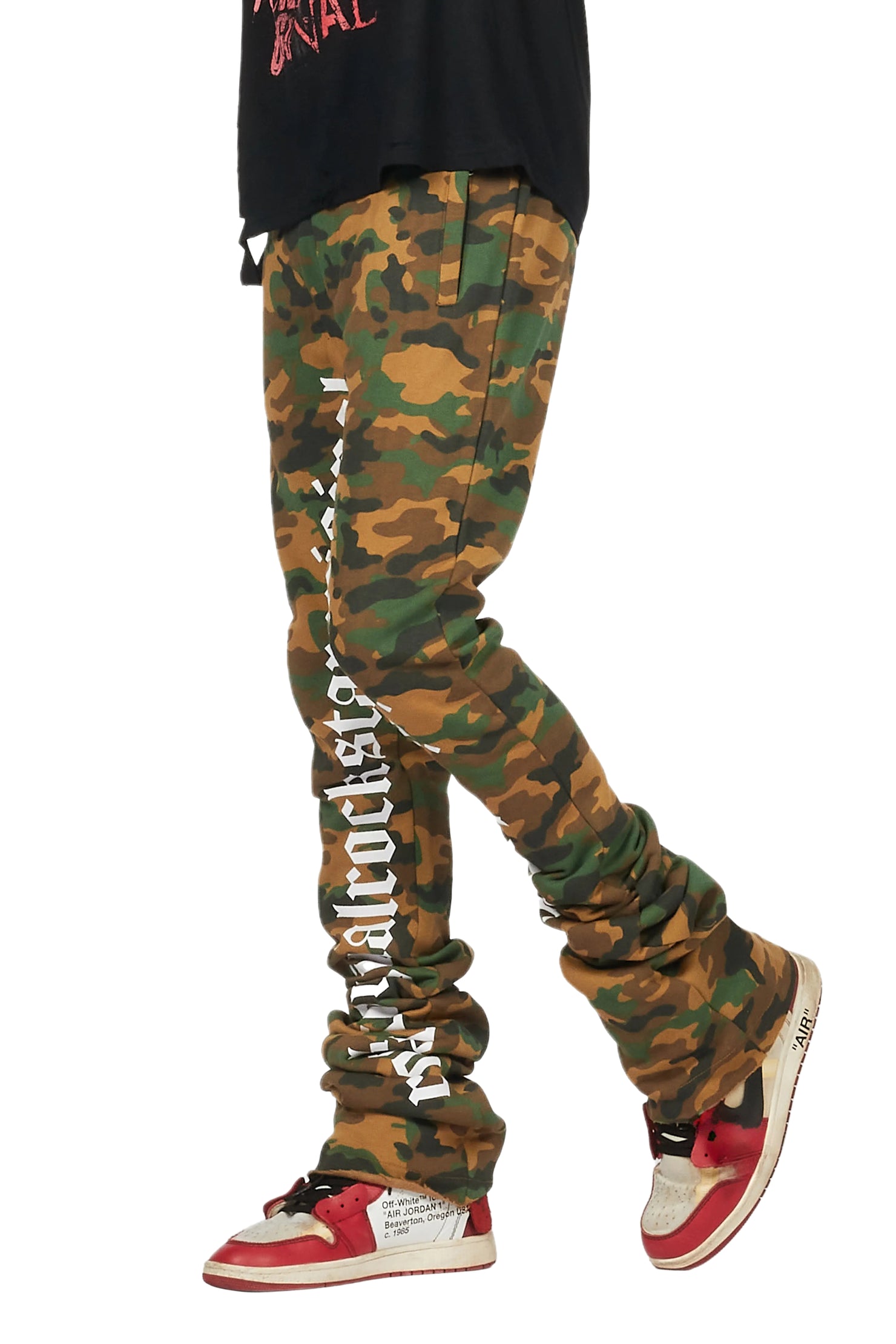 Callie Faded Camo Super Stacked Flare Pants