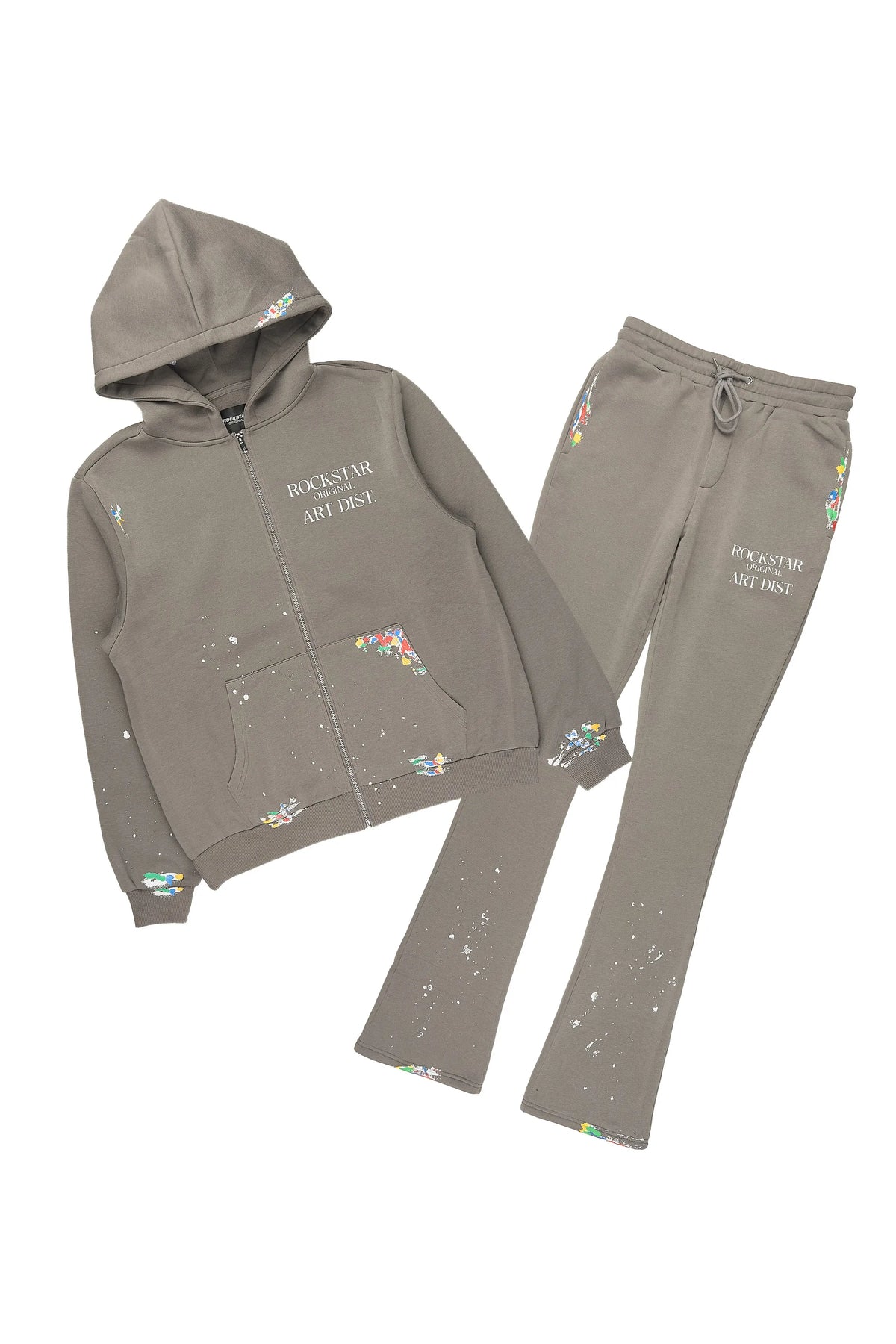 Art Dist Dark Grey Zip Up Hoodie/Stacked Track Set