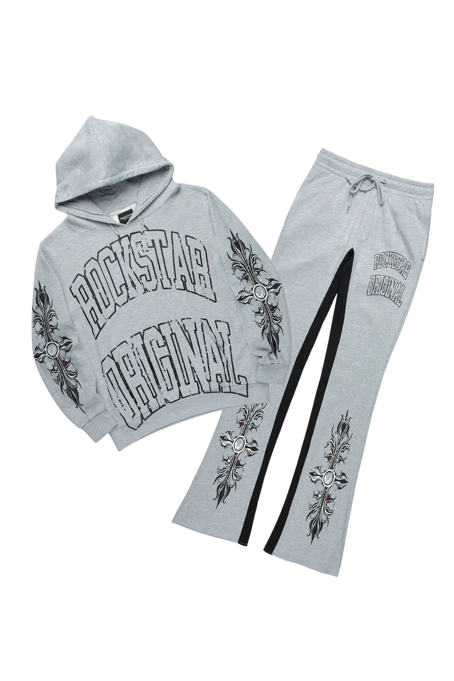 Akio Heather Grey Hoodie/Baggy Track Pant Set