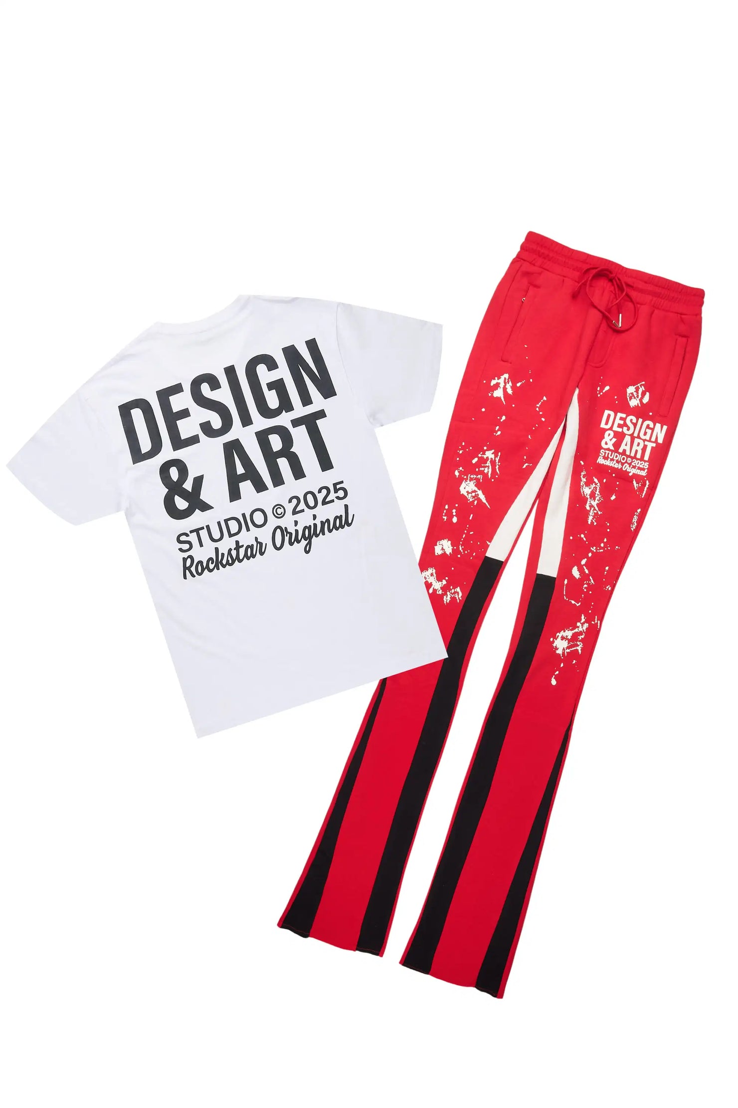 Damone White/Red T-Shirt/Super Stacked Track Set