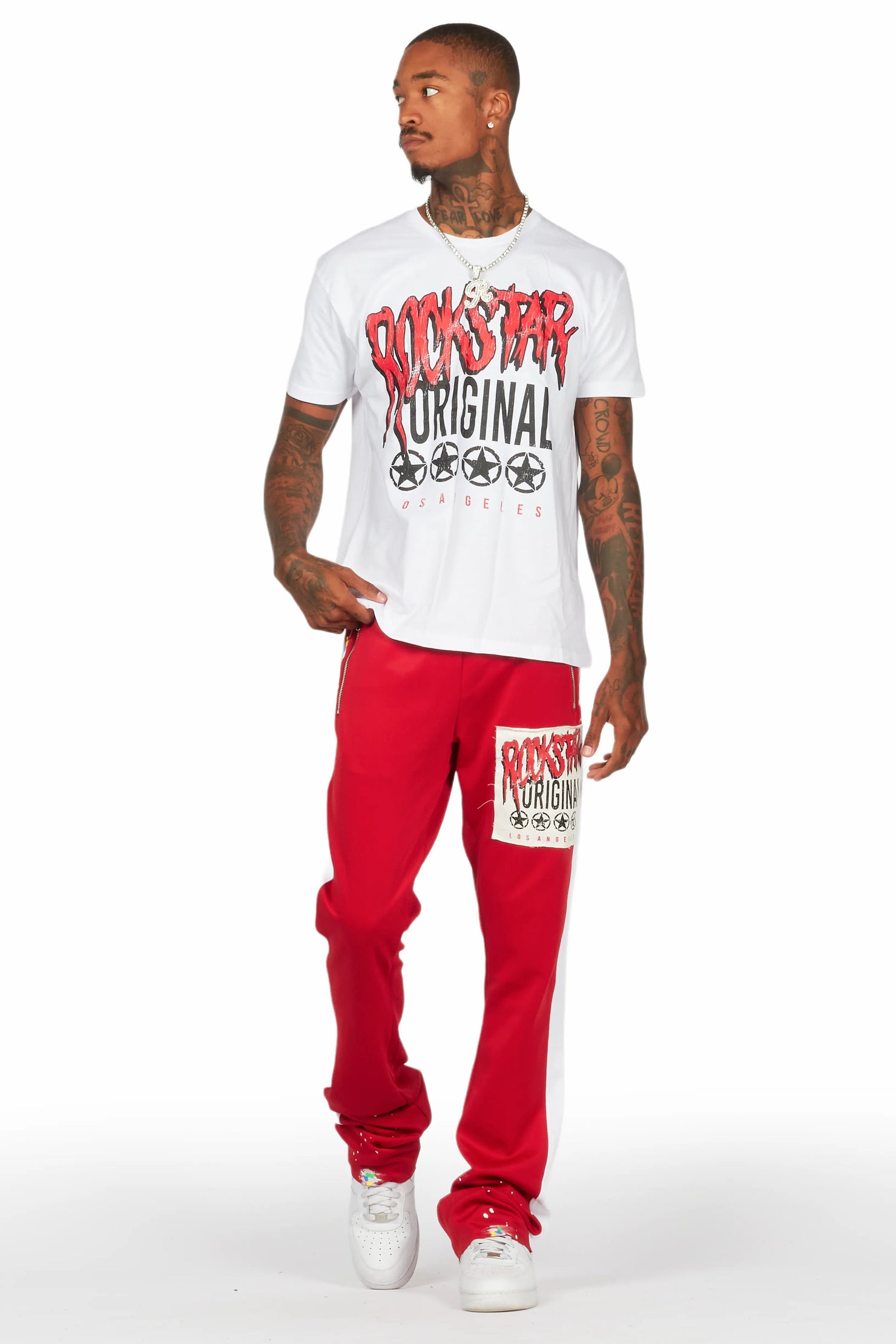 Wizzurd White/Red T-Shirt/Stacked Flare Track Set