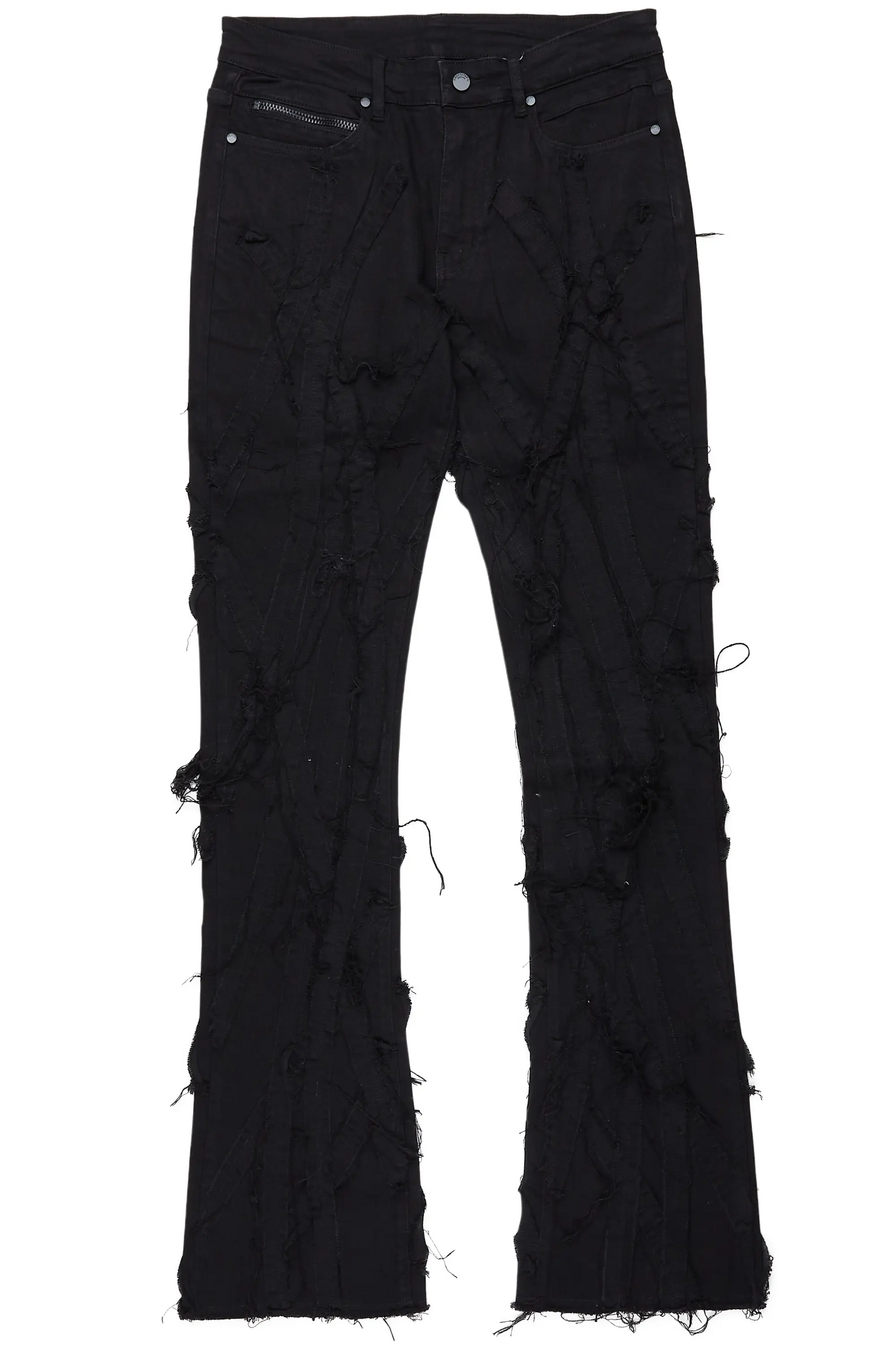 Gennaro Black Stacked Flare Jean