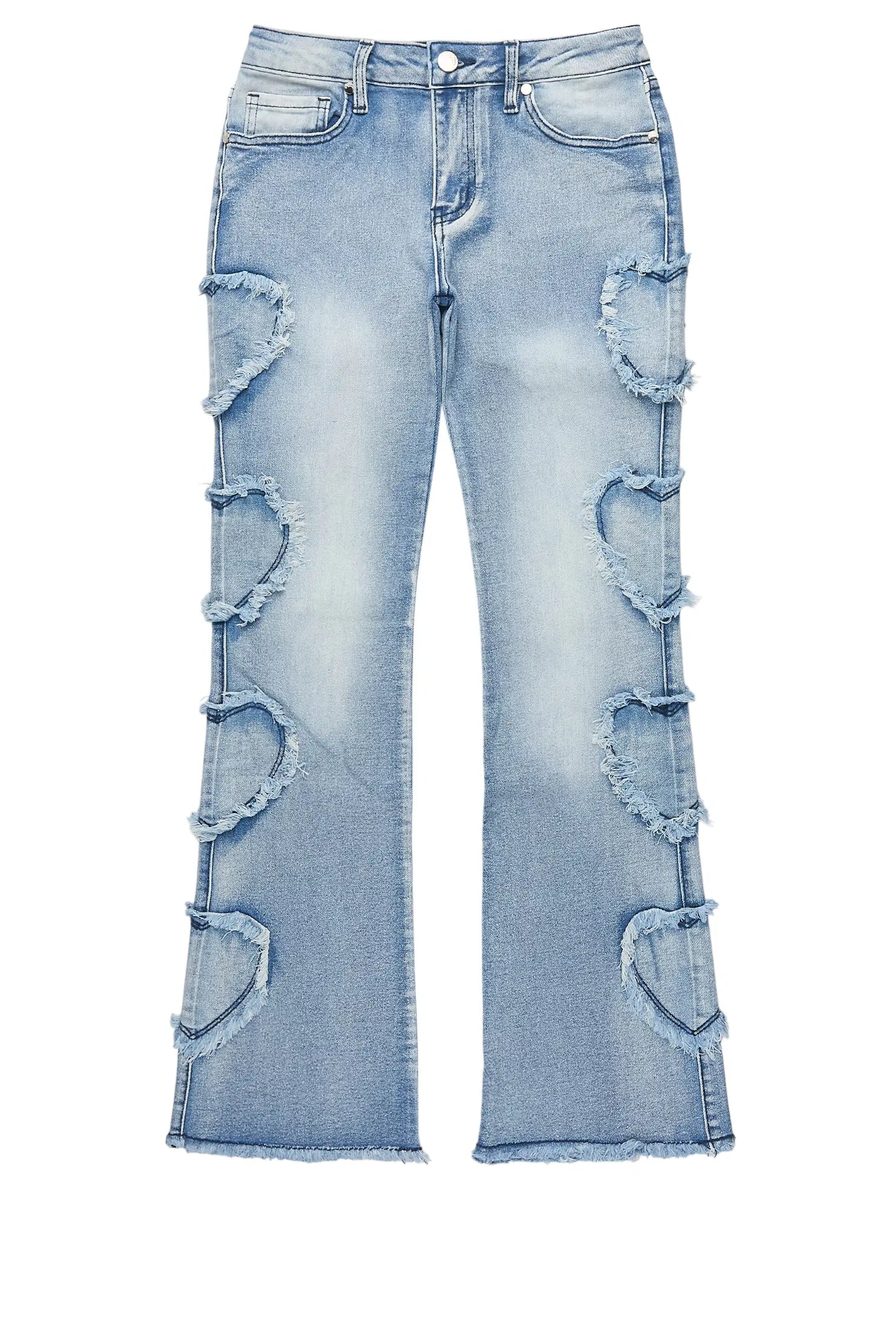 Girls Sinayah Heart Light Wash Stacked Flare Jean