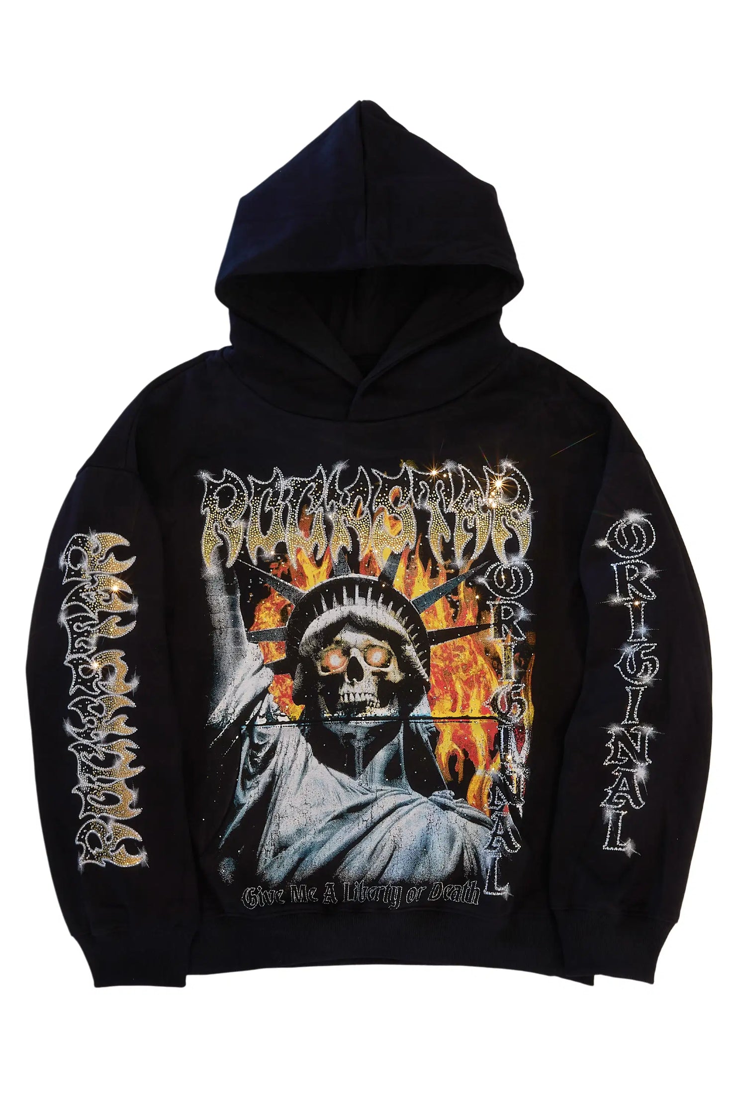 Burza Black Rhinestone Oversized Hoodie