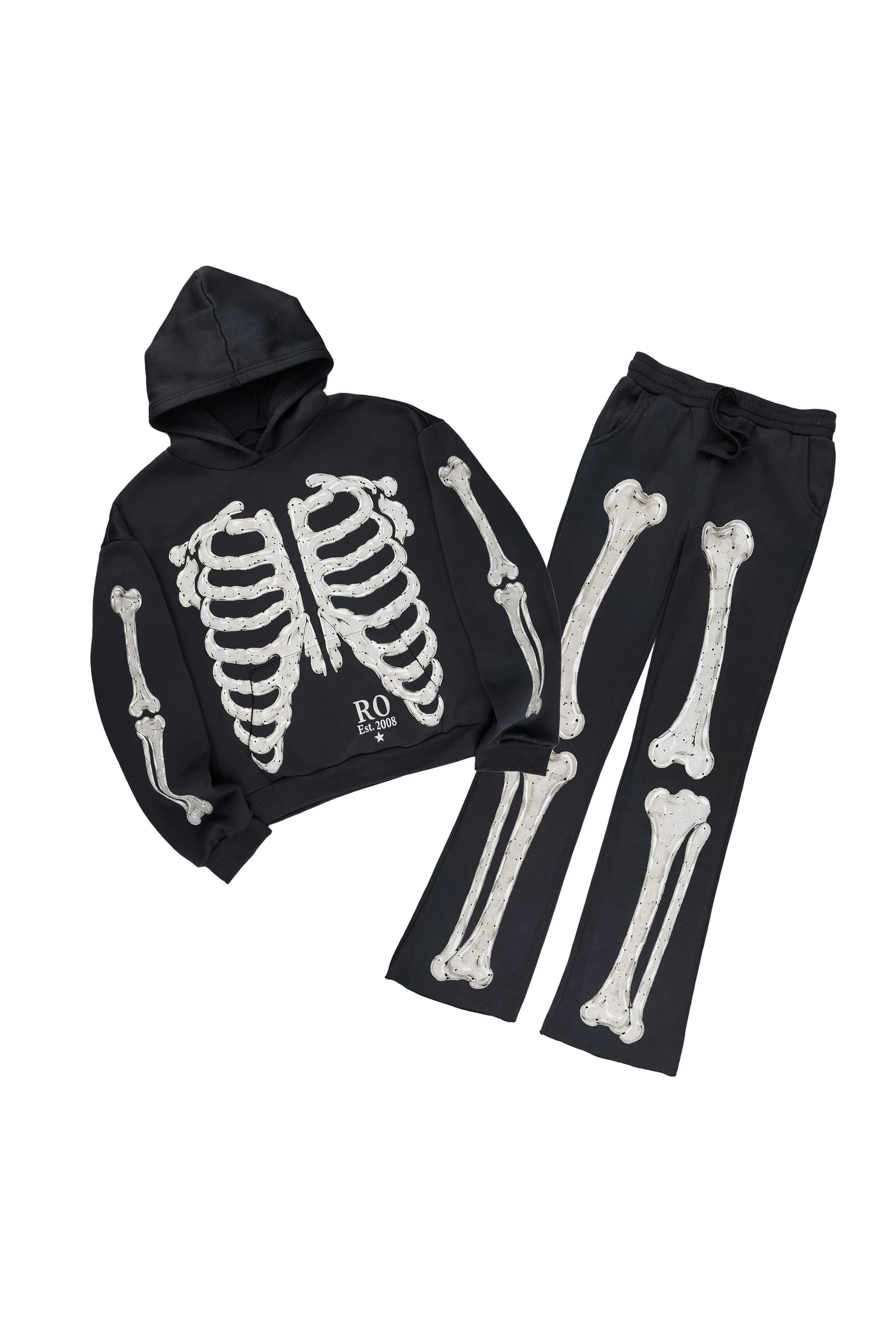 Boys Vermis Black/White Stacked Hoodie Track Set