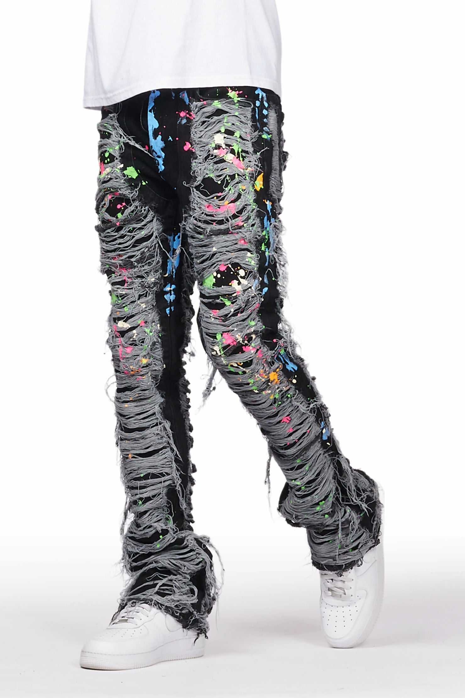 Leigh Black Painter Stacked Flare Jean