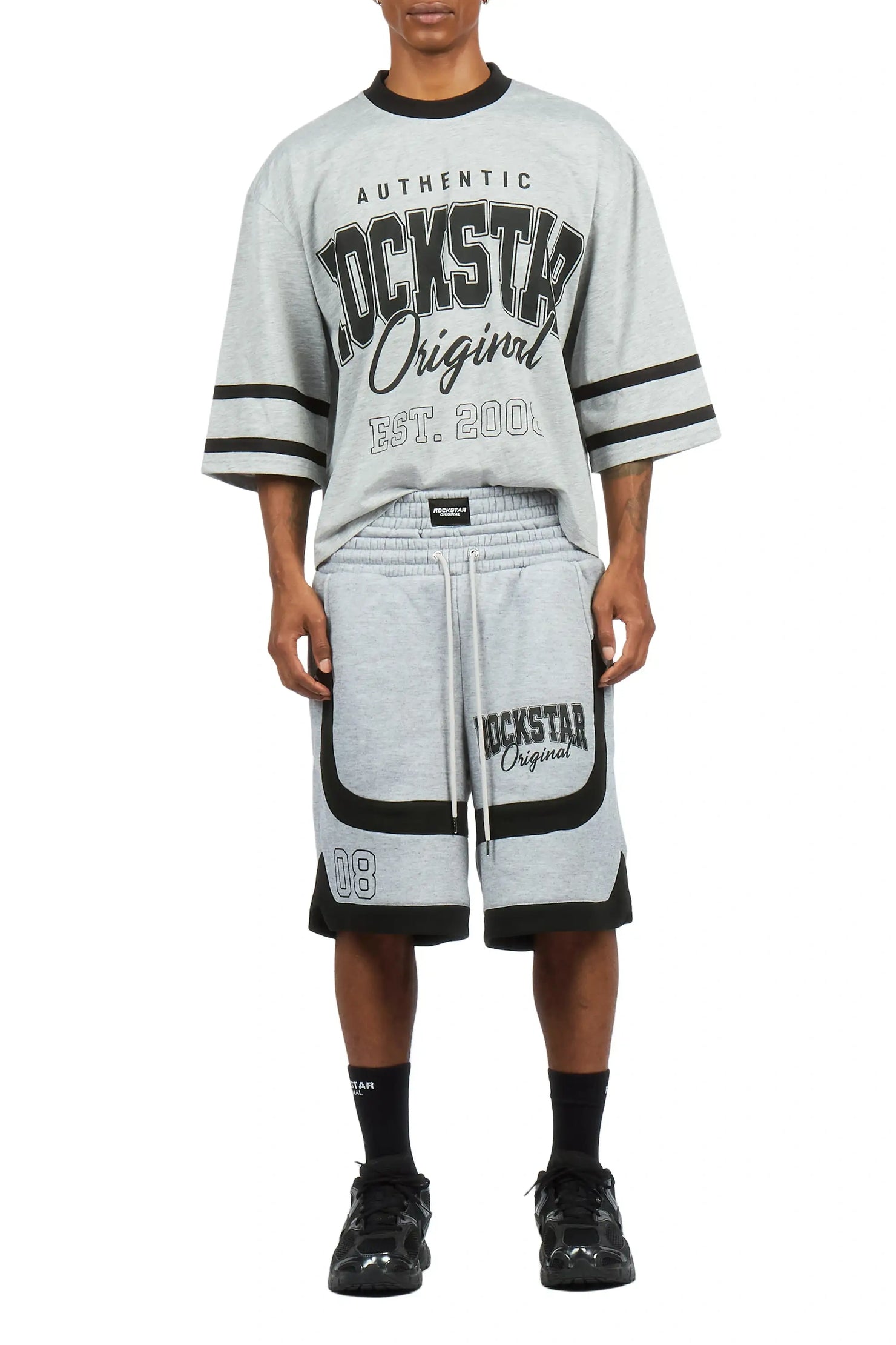 Redford Heather Grey T-Shirt/Double Waisted Short Set