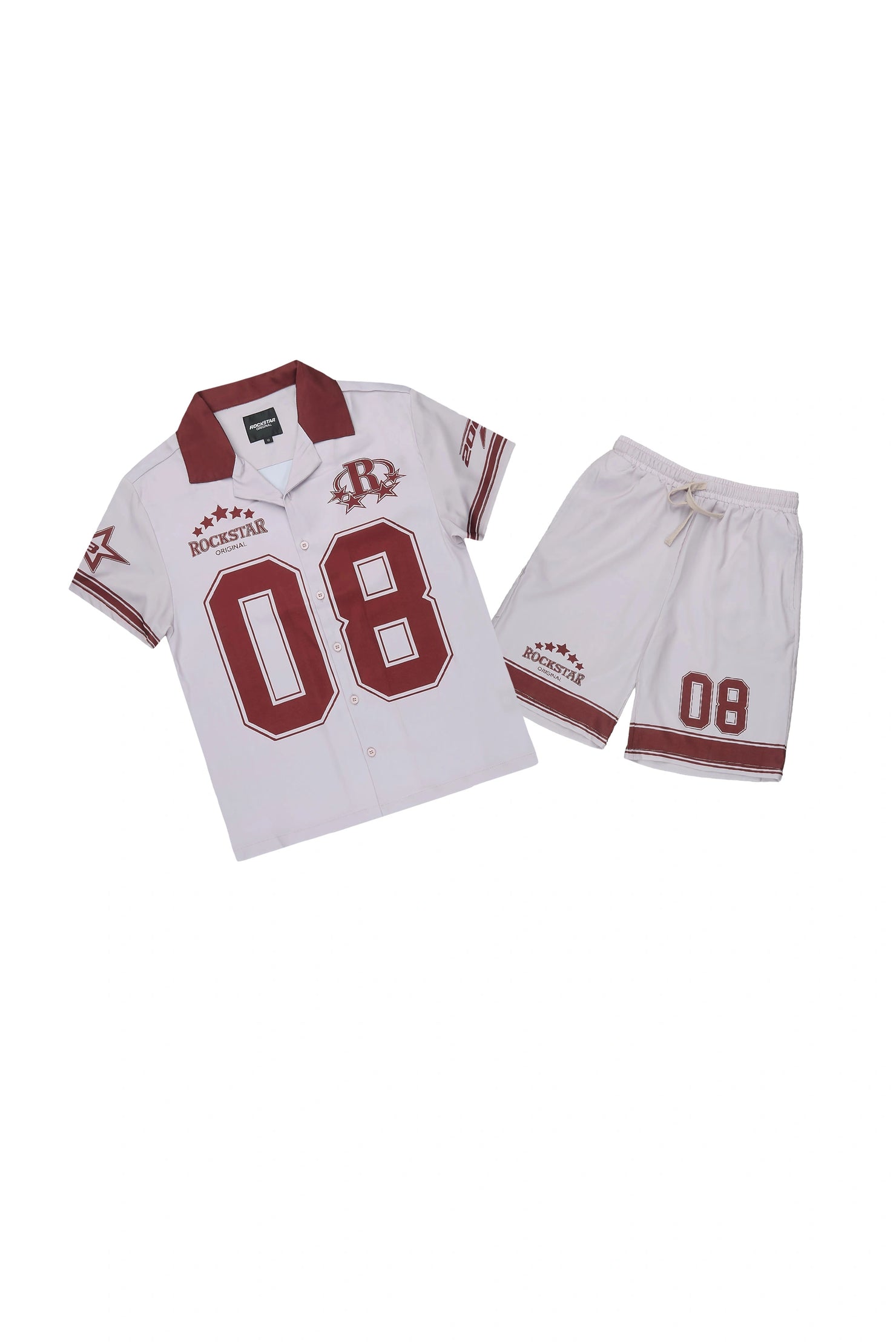Boys Tim Beige Button Down T-Shirt/Short Set