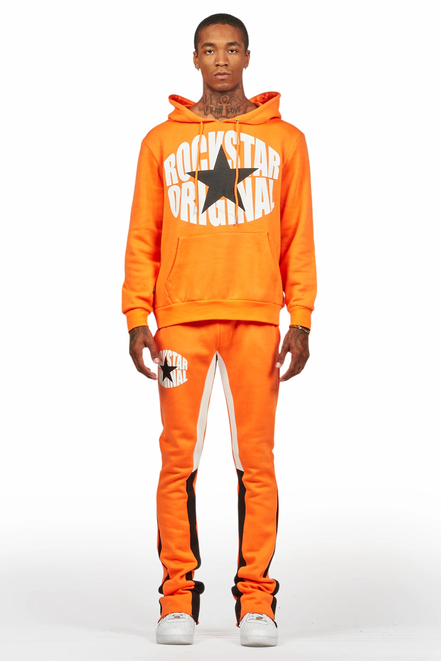States Orange Hoodie Stacked Flare Track Set