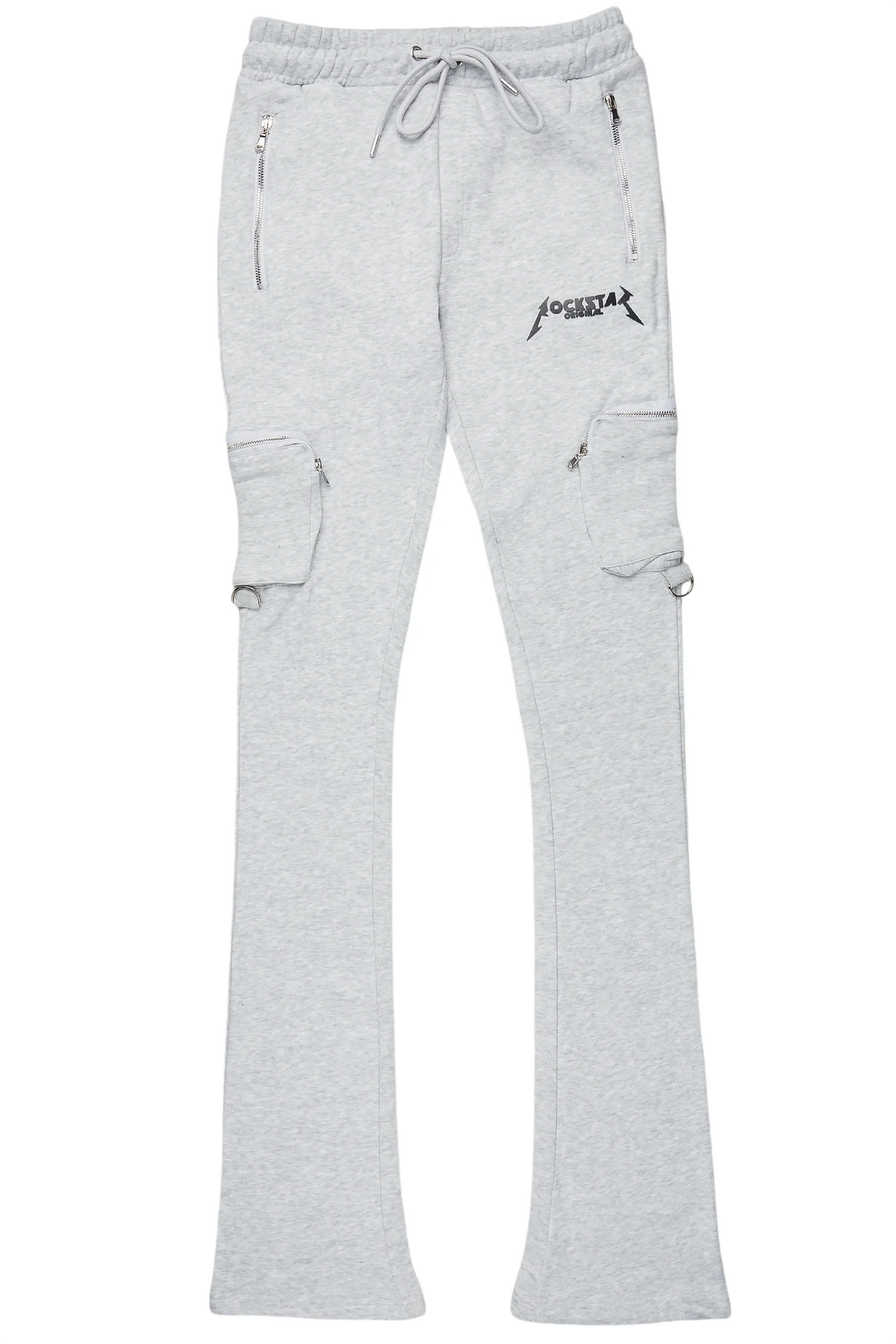 Colin Heather Grey Stacked Flare Track Pant